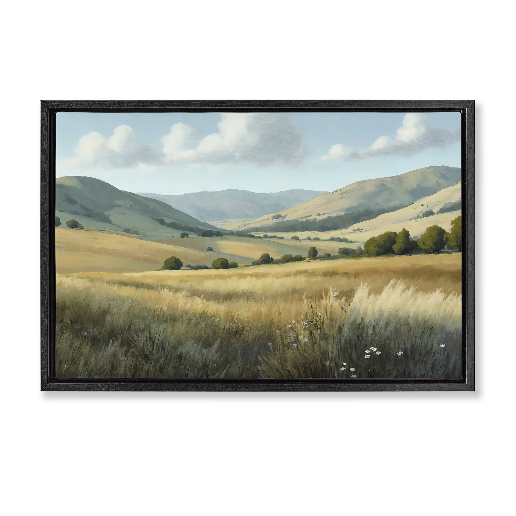 Stupell Industries Rolling Hills at Golden Hour Black Framed Floater Canvas Wall Art, design by Creative Studio