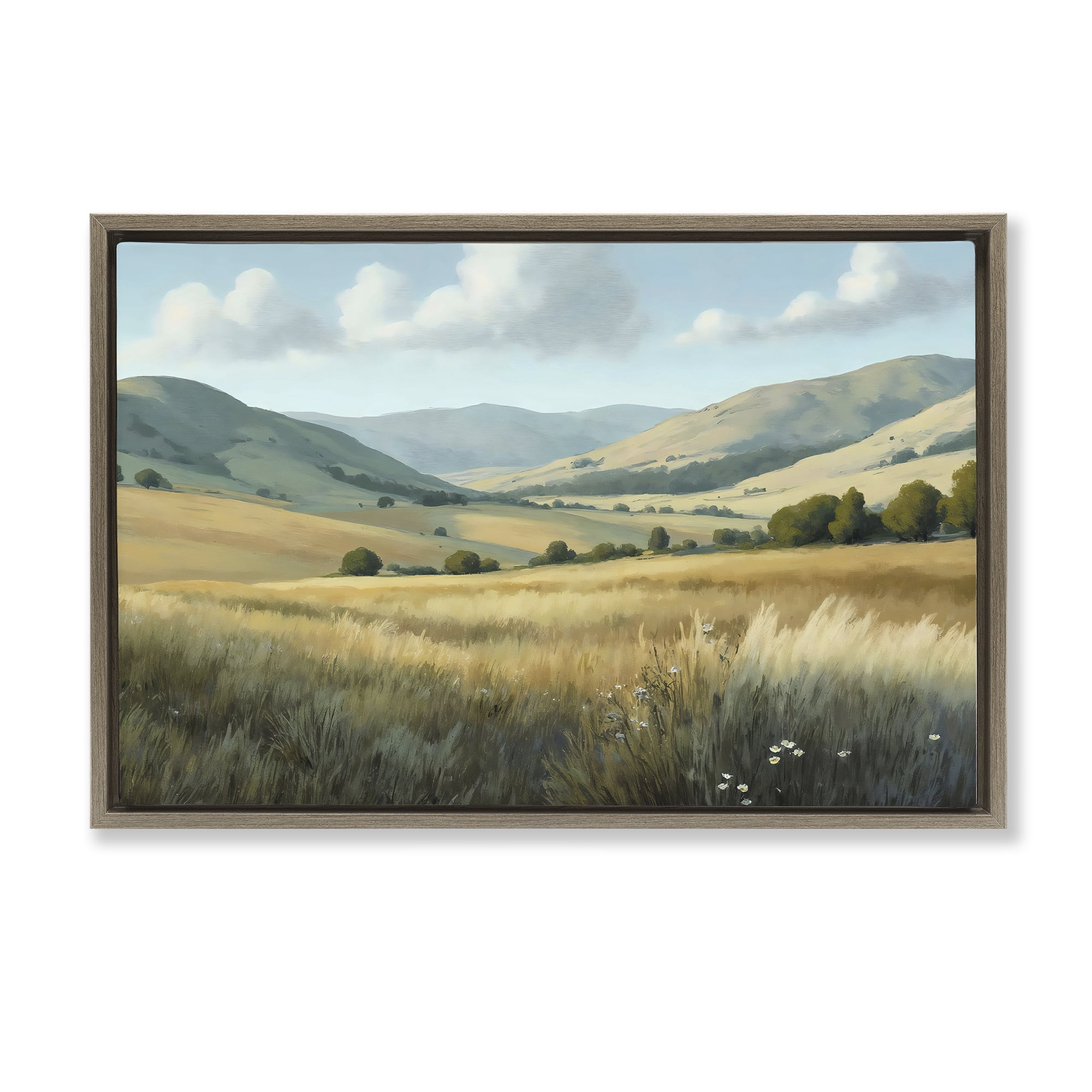 Stupell Industries Rolling Hills at Golden Hour Brown Framed Floater Canvas Wall Art, design by Creative Studio