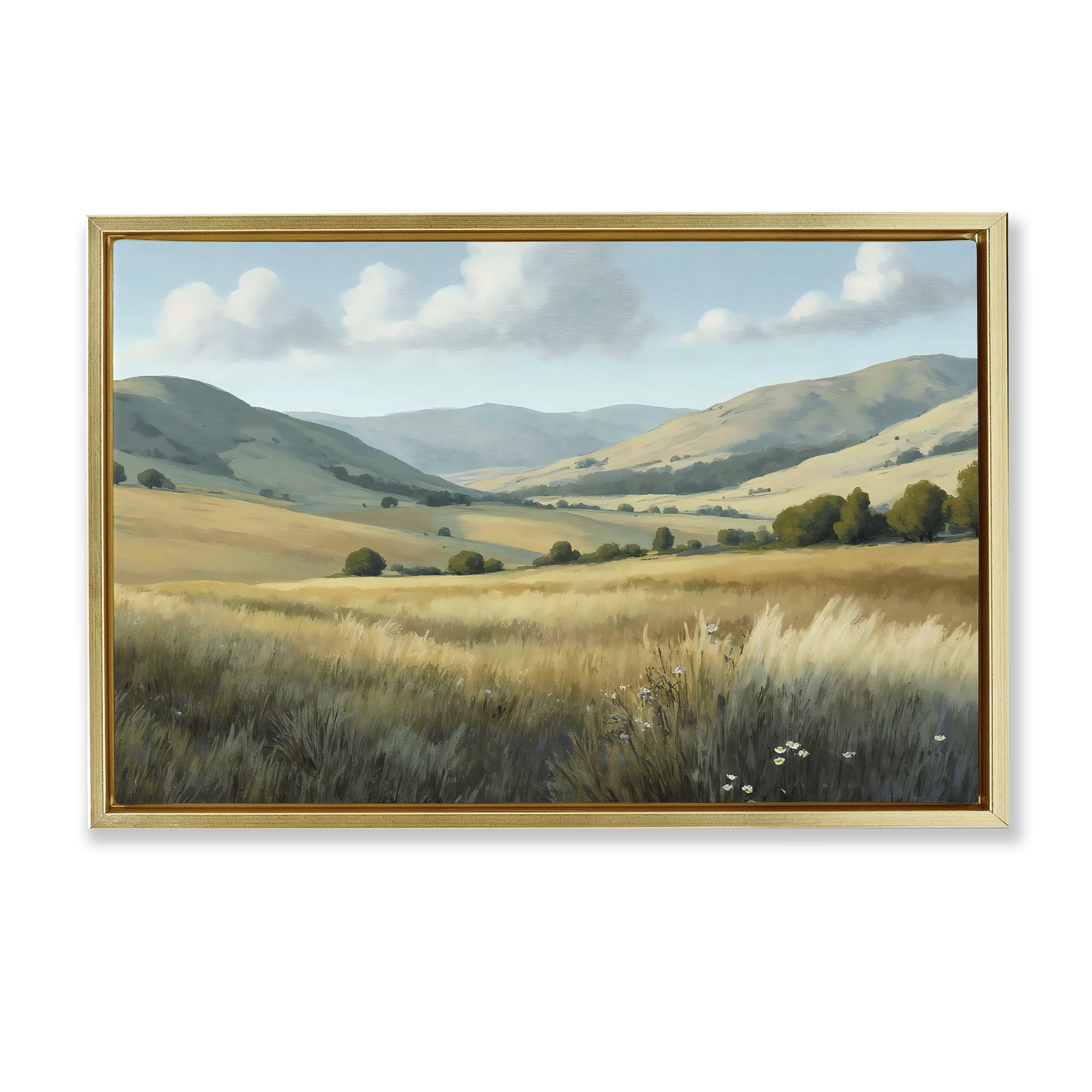 Stupell Industries Rolling Hills at Golden Hour Gold Framed Floater Canvas Wall Art, design by Creative Studio