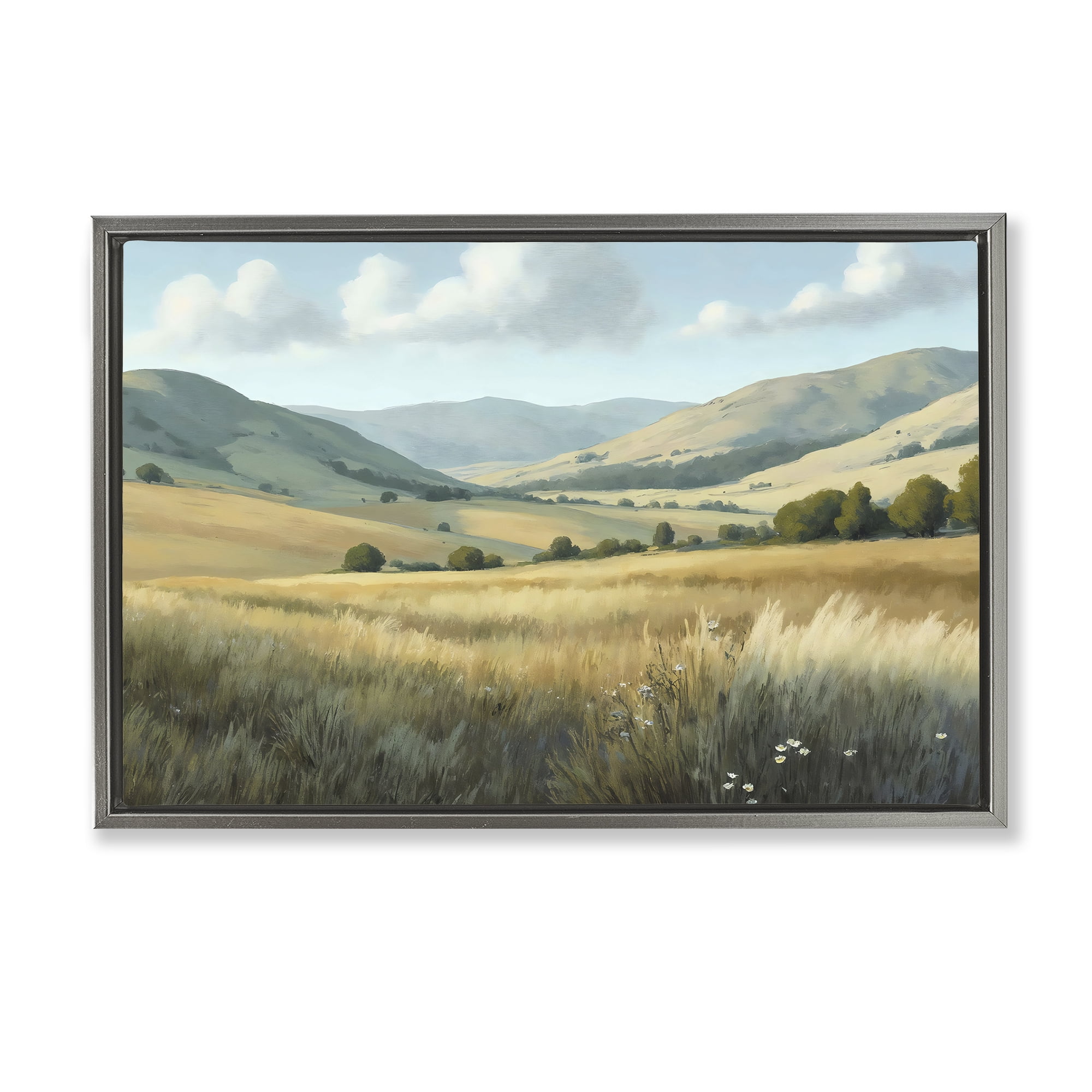 Stupell Industries Rolling Hills at Golden Hour Gray Framed Floater Canvas Wall Art, design by Creative Studio