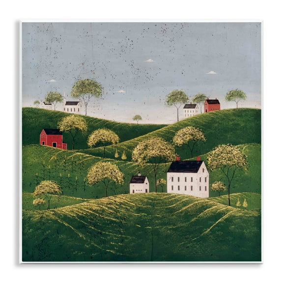 Stupell Industries Rolling Hills in Countryside Village Wall Plaque Art design by Warren Kimble, 12 x 12