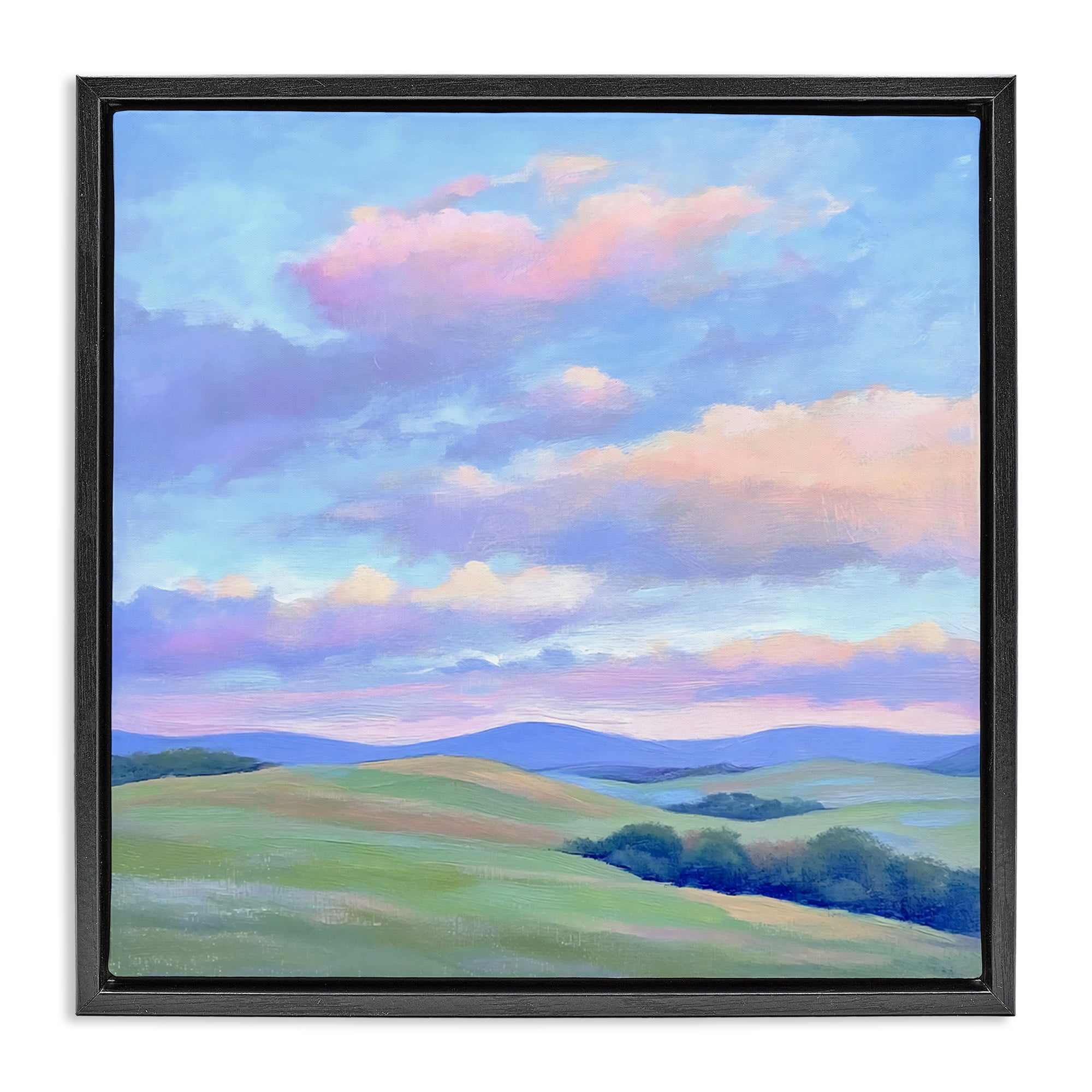 Stupell Industries Rolling Hills with Soft Sunset Black Framed Floater Canvas Wall Art, design by Creative Studio
