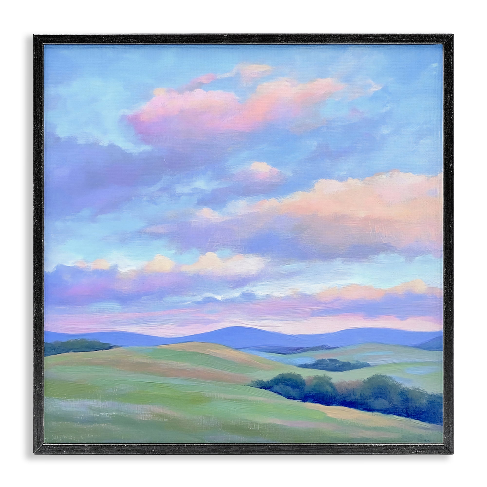 Stupell Industries Rolling Hills with Soft Sunset Black Framed Giclee Art, design by Creative Studio