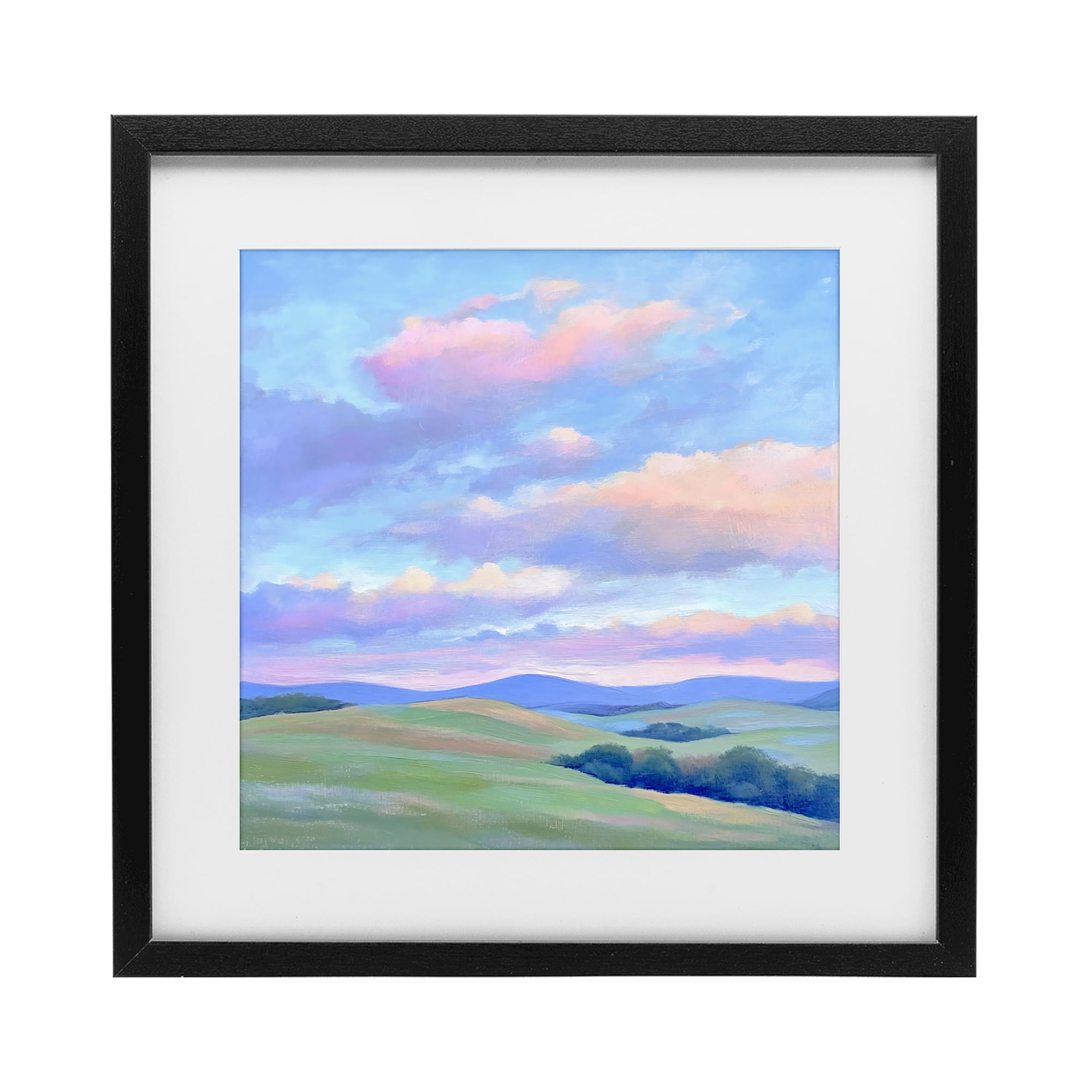 Stupell Industries Rolling Hills with Soft Sunset Black Framed Print Under Glass, design by Creative Studio
