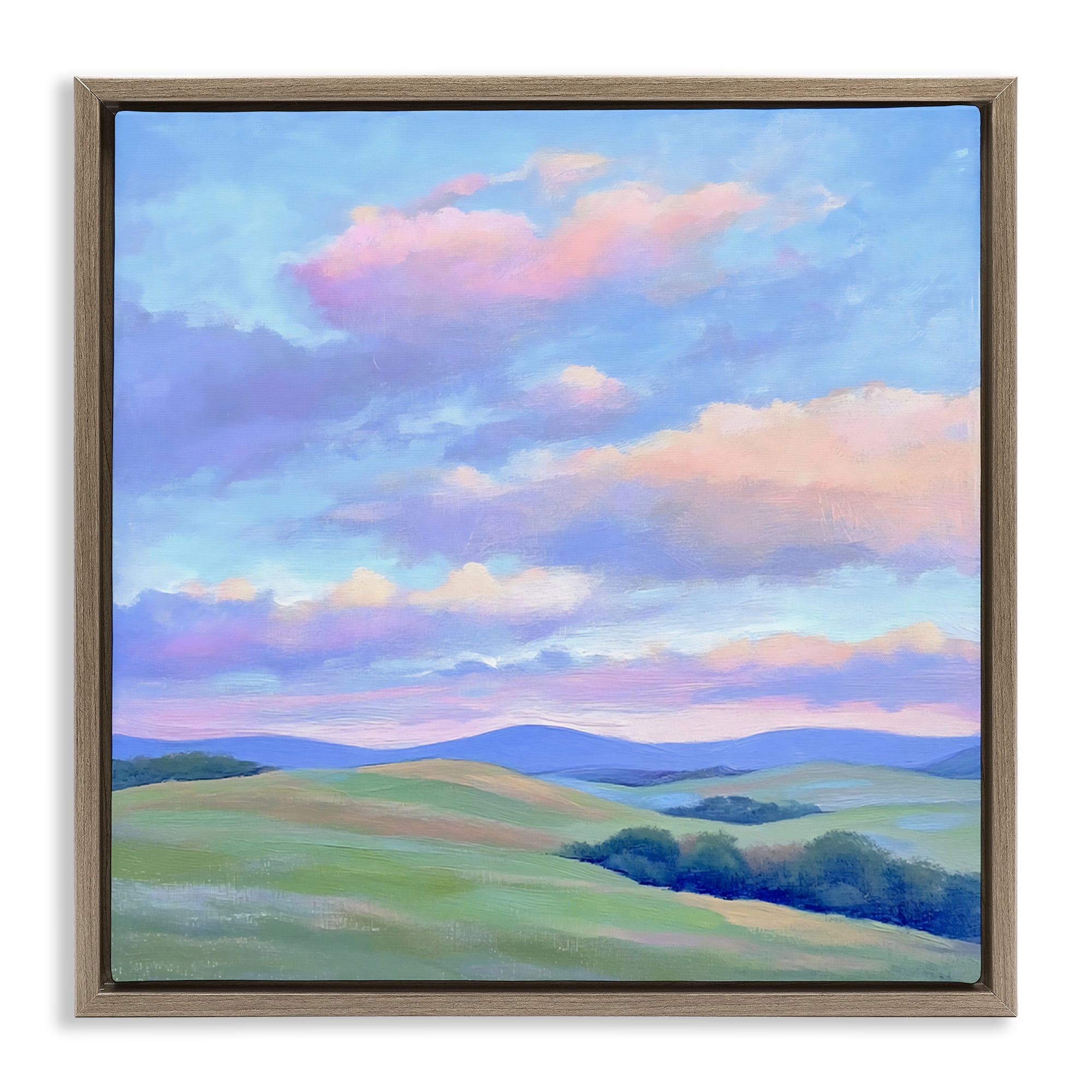 Stupell Industries Rolling Hills with Soft Sunset Brown Framed Floater Canvas Wall Art, design by Creative Studio