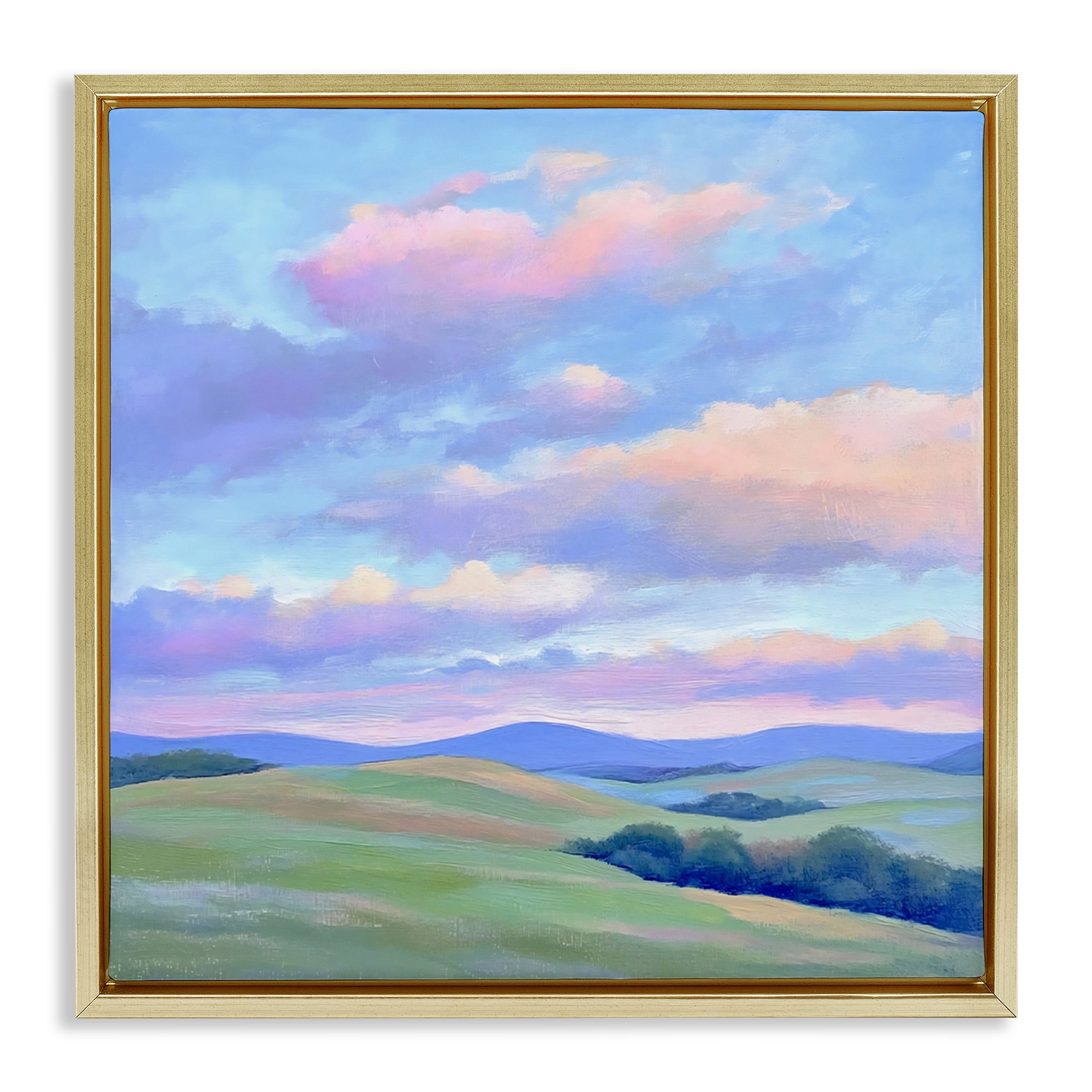 Stupell Industries Rolling Hills with Soft Sunset Gold Framed Floater Canvas Wall Art, design by Creative Studio
