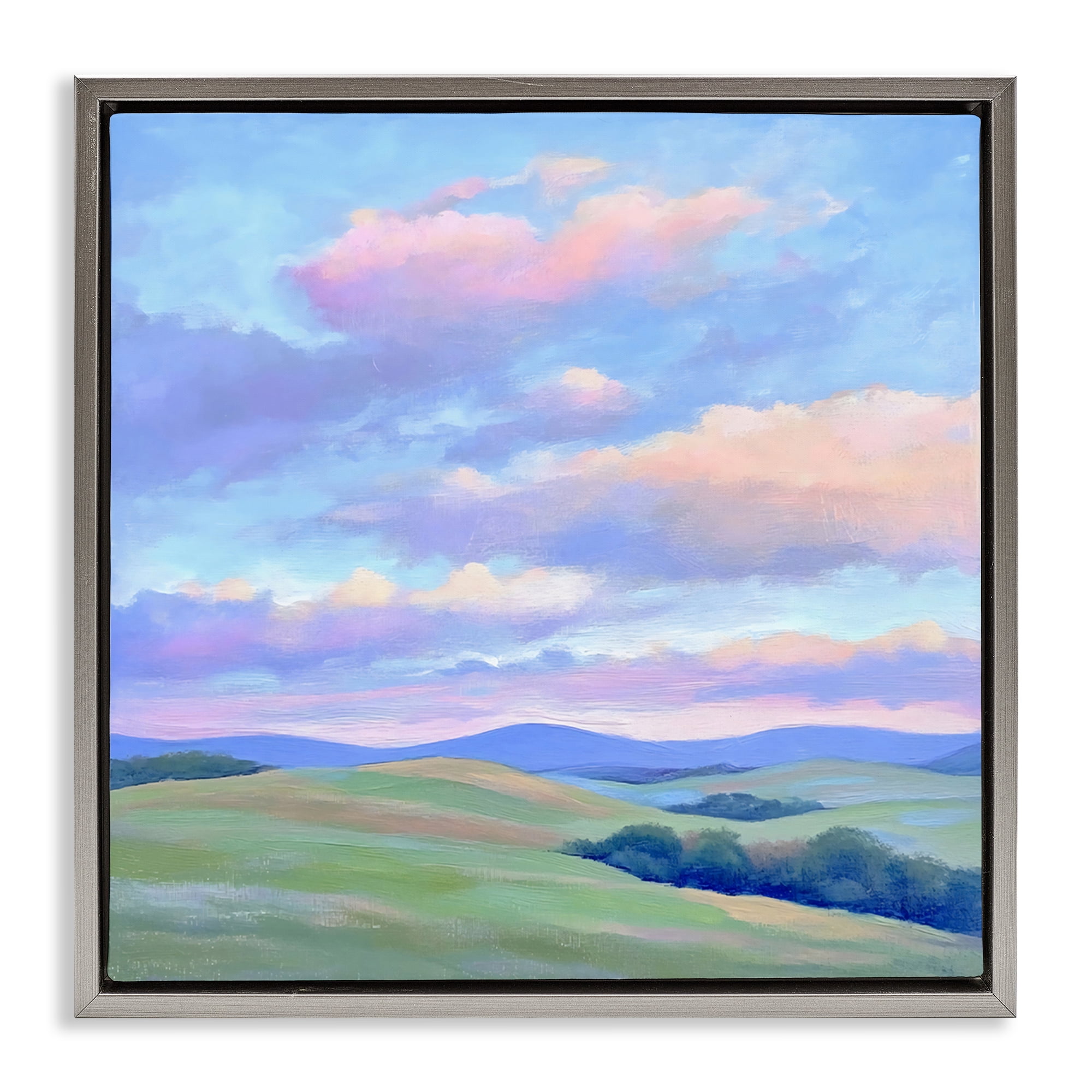 Stupell Industries Rolling Hills with Soft Sunset Gray Framed Floater Canvas Wall Art, design by Creative Studio