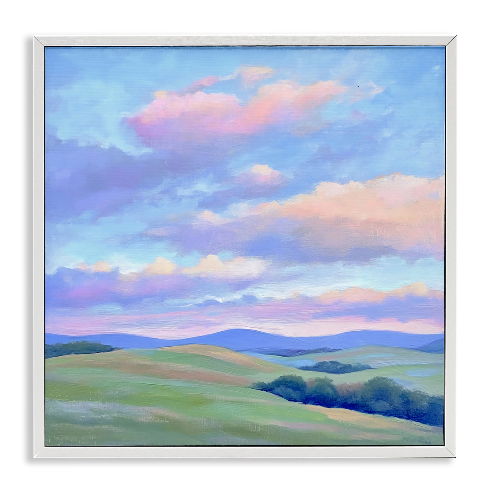 Stupell Industries Rolling Hills with Soft Sunset White Framed Giclee Art, design by Creative Studio