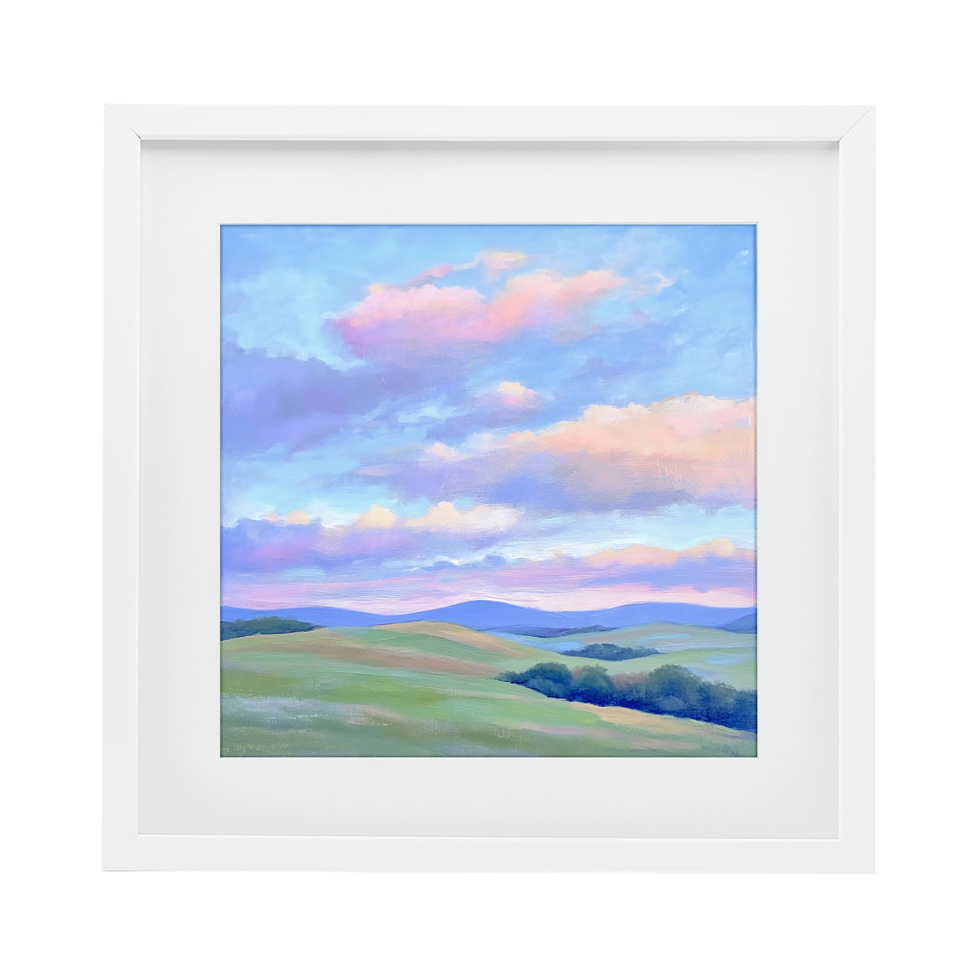Stupell Industries Rolling Hills with Soft Sunset White Framed Print Under Glass, design by Creative Studio