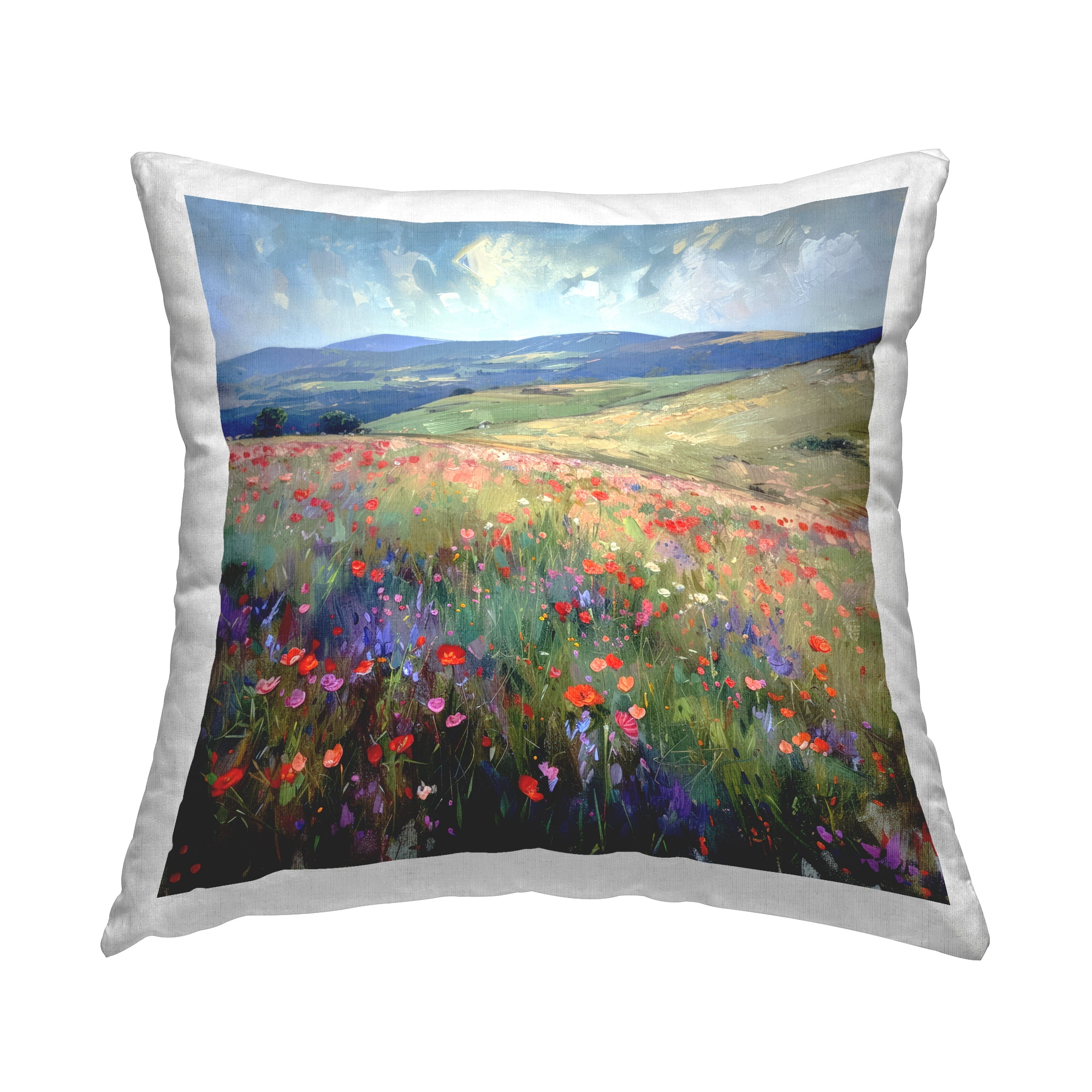 Stupell Industries Rolling Meadow Flowers Decorative Printed Throw Pillow Design by Raymond Powers.