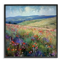Stupell Industries Rolling Meadow Flowers Landscape & Nature Painting Black Framed Art Print Wall Art, 12 x 12