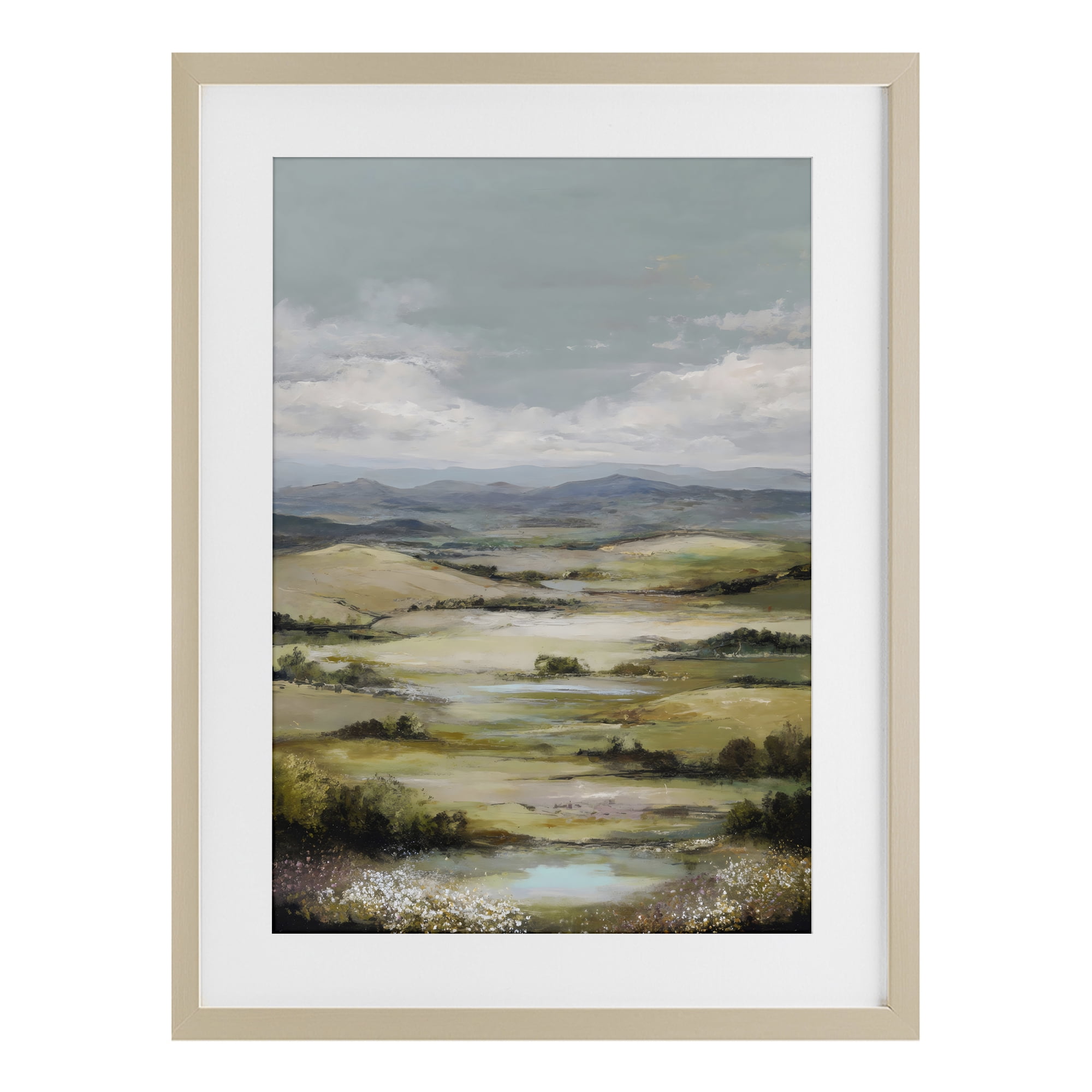 Stupell Industries Rolling Mountain Meadows Birch Framed Print Under Glass, design by Petal Prints Design