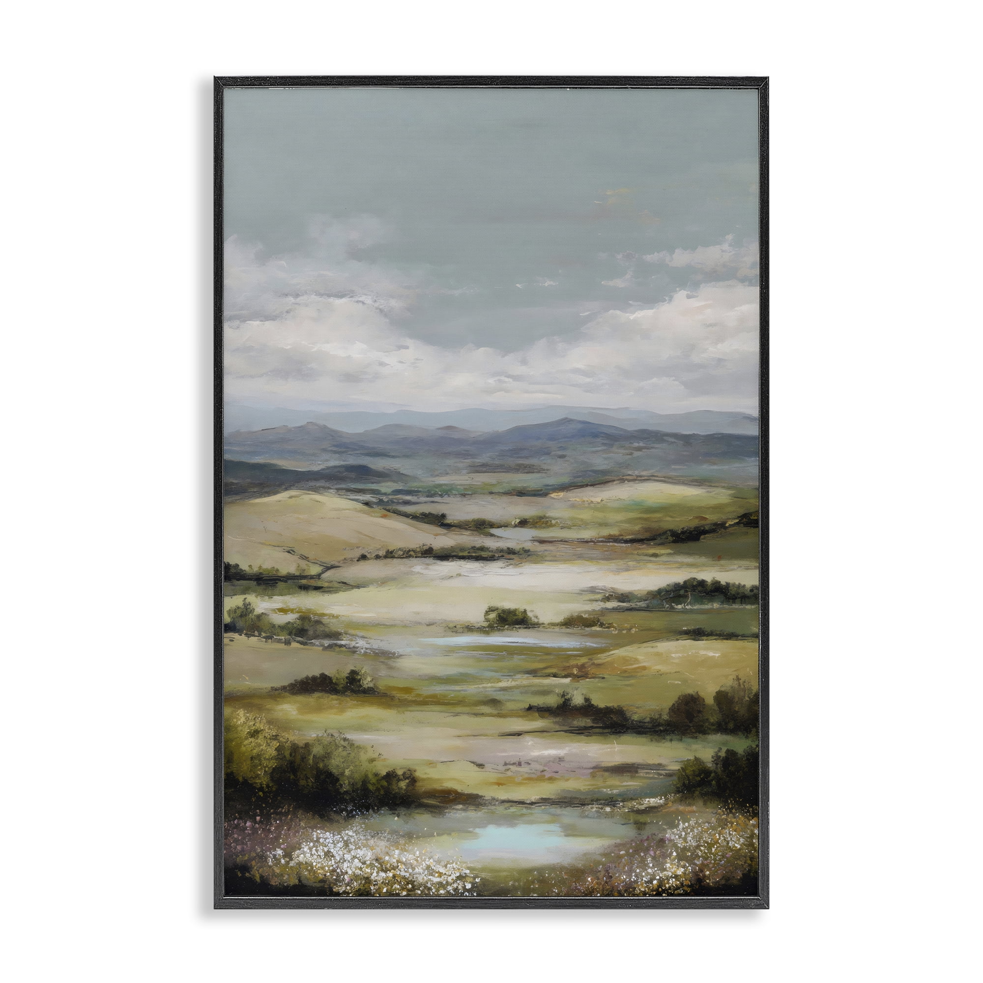 Stupell Industries Rolling Mountain Meadows Black Framed Giclee Art, design by Petal Prints Design