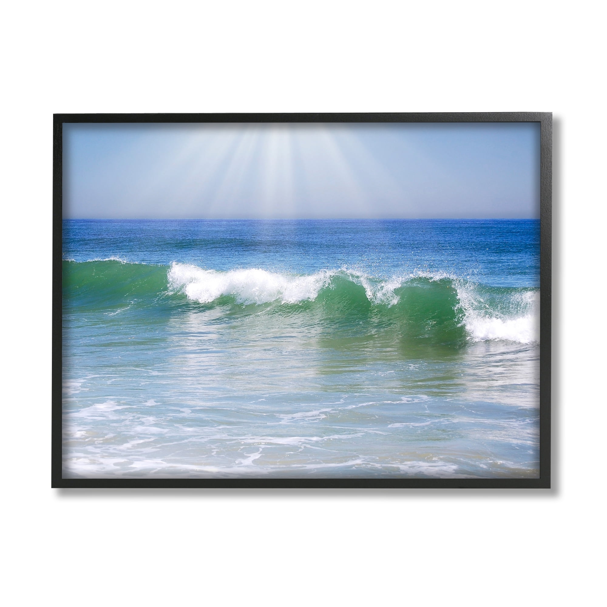 Stupell Industries Rolling Ocean Waves Photography Nature Photography Black Framed Art Print Wall Art, 20 x 16