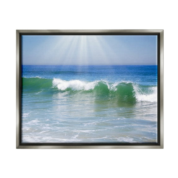 Stupell Industries Rolling Ocean Waves Photography Nature Photography Gray Floater Framed Art Print Wall Art, 31 x 25