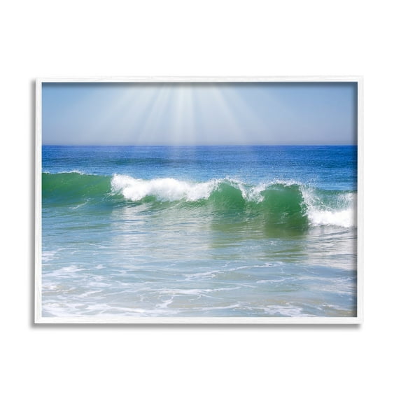 Stupell Industries Rolling Ocean Waves Photography Nature Photography White Framed Art Print Wall Art, 30 x 24