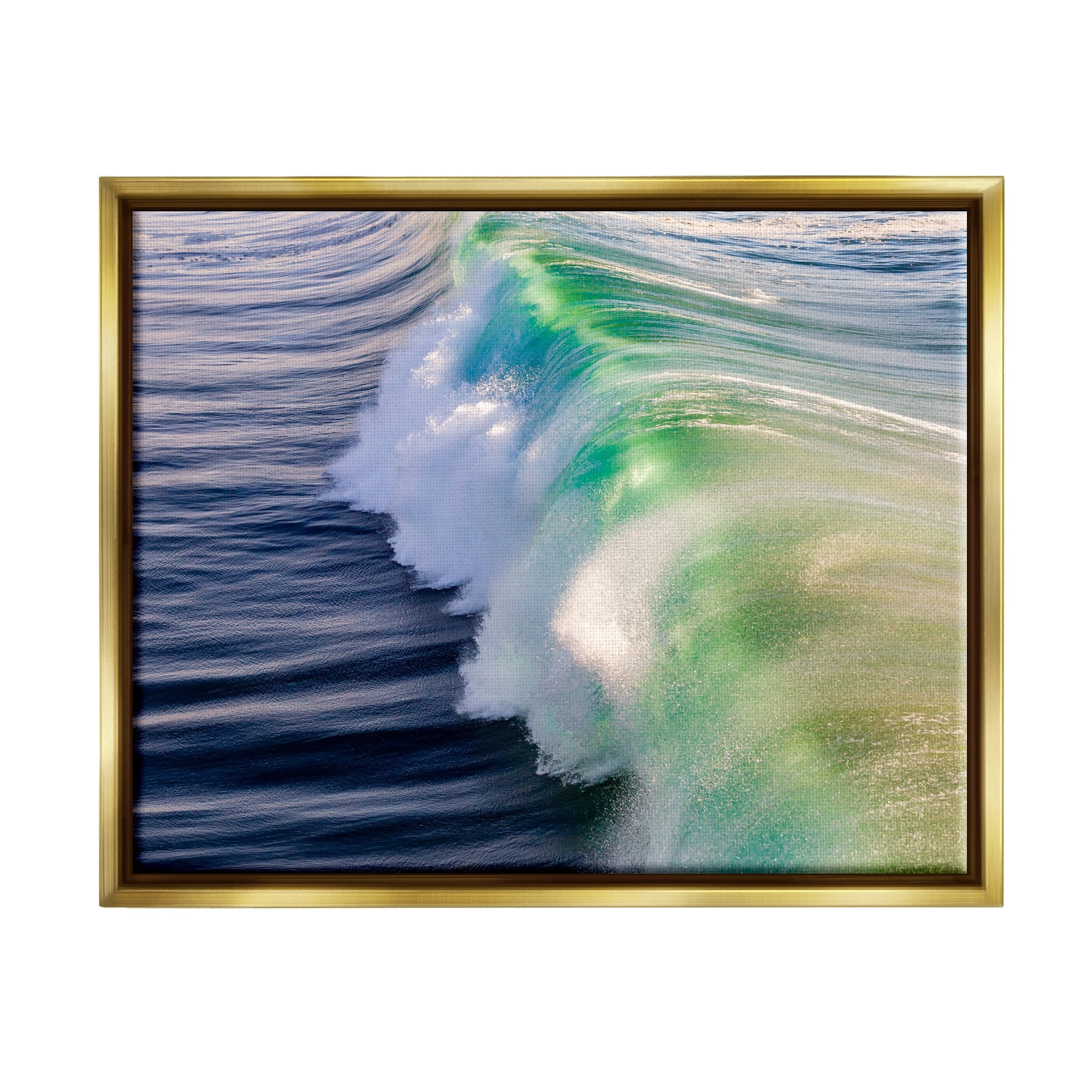 Stupell Industries Rolling Sea Waves Deep Ocean Water Photography Photograph Metallic Gold Floating Framed Canvas Print Wall Art, Design by Jeff Poe Photography