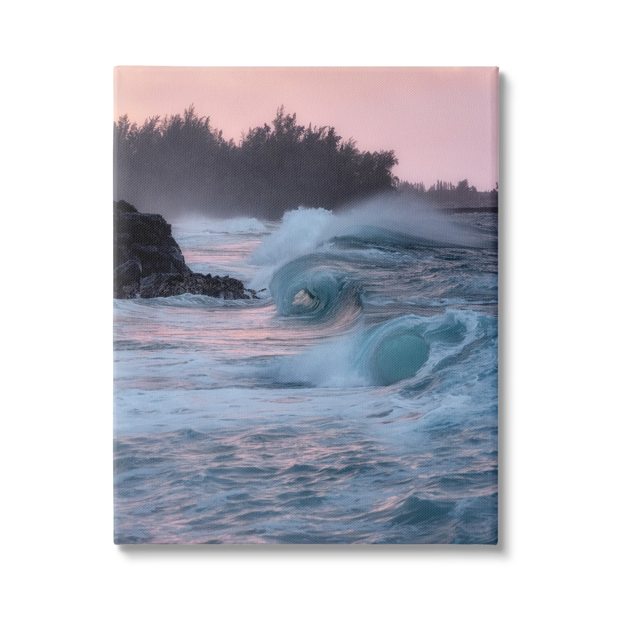 Stupell Industries Rolling Sea Waves Pink Sky Coastal Photography Gallery Wrapped Canvas Print Wall Art