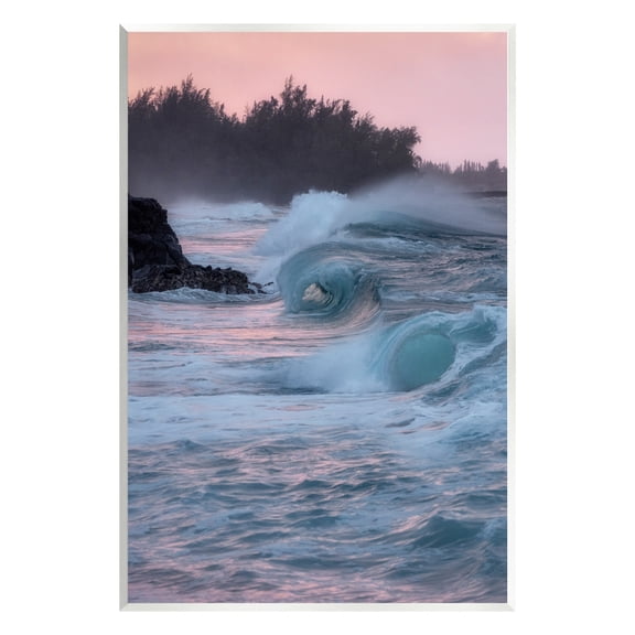 Stupell Industries Rolling Sea Waves Pink Sky Coastal Photography Unframed Art Print Wall Art