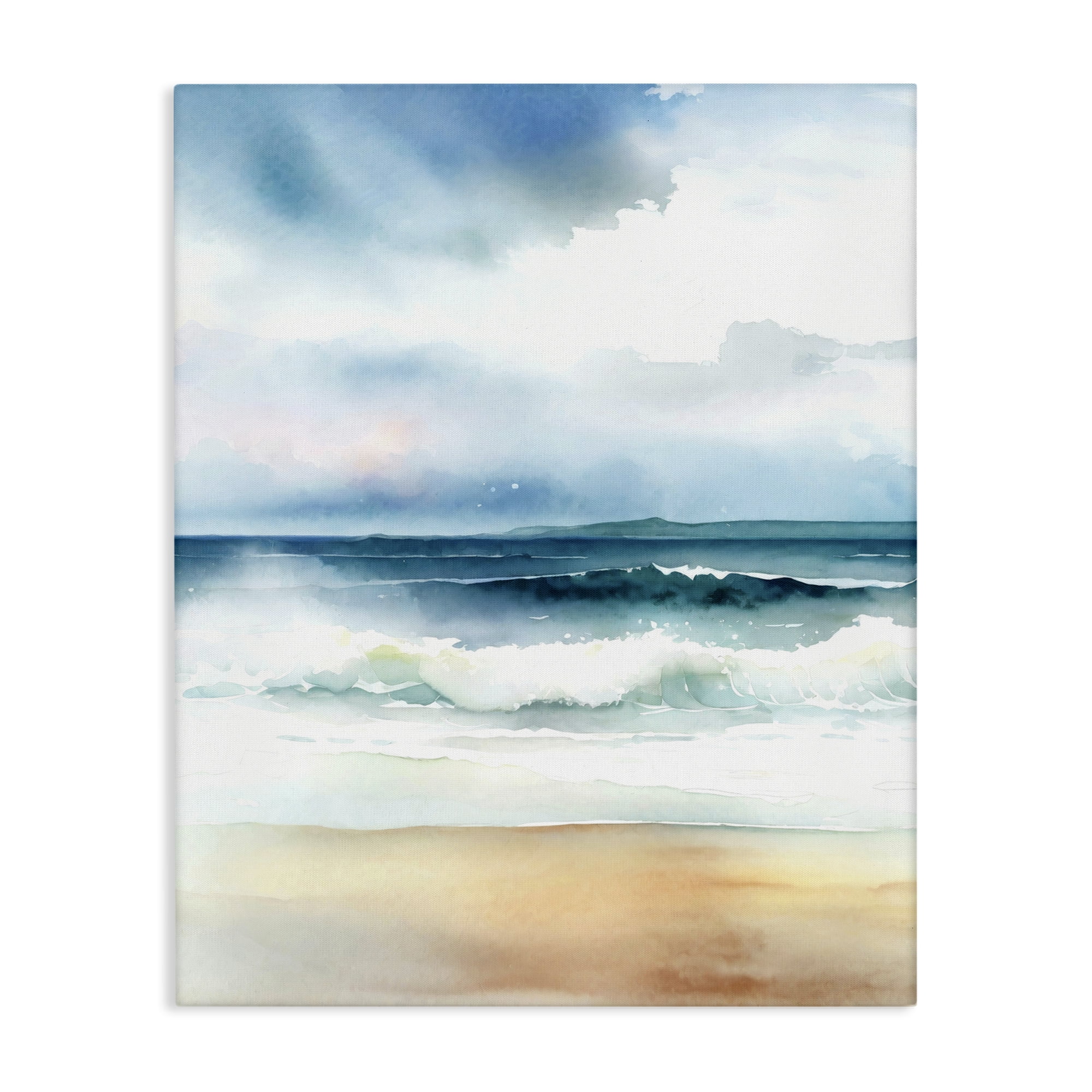 Coastal Waves Landscape Canvas Art in Blue and Beige, 16 x 20