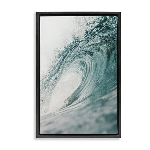 Stupell Industries Rolling Surf Waves Nautical & Beach Photography Black Floater Framed Canvas Art Print Wall Art, 17 x 25