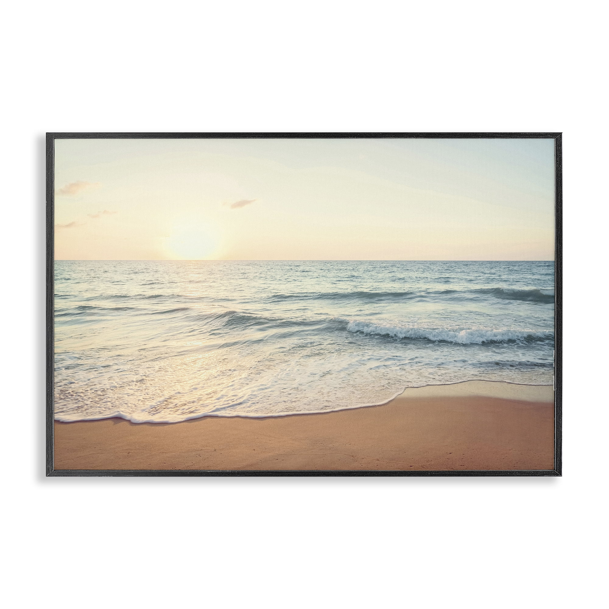 Stupell Industries Rolling Tide Beach Landscape & Nature Photography Black Framed Art Print Wall Art, 30 x 20
