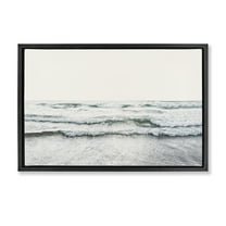 Stupell Industries Rolling Tide Waves Nautical & Beach Photography Black Floater Framed Canvas Art Print Wall Art, 25 x 17