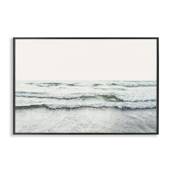 Stupell Industries Rolling Tide Waves Nautical & Beach Photography Black Framed Art Print Wall Art, 18 x 12