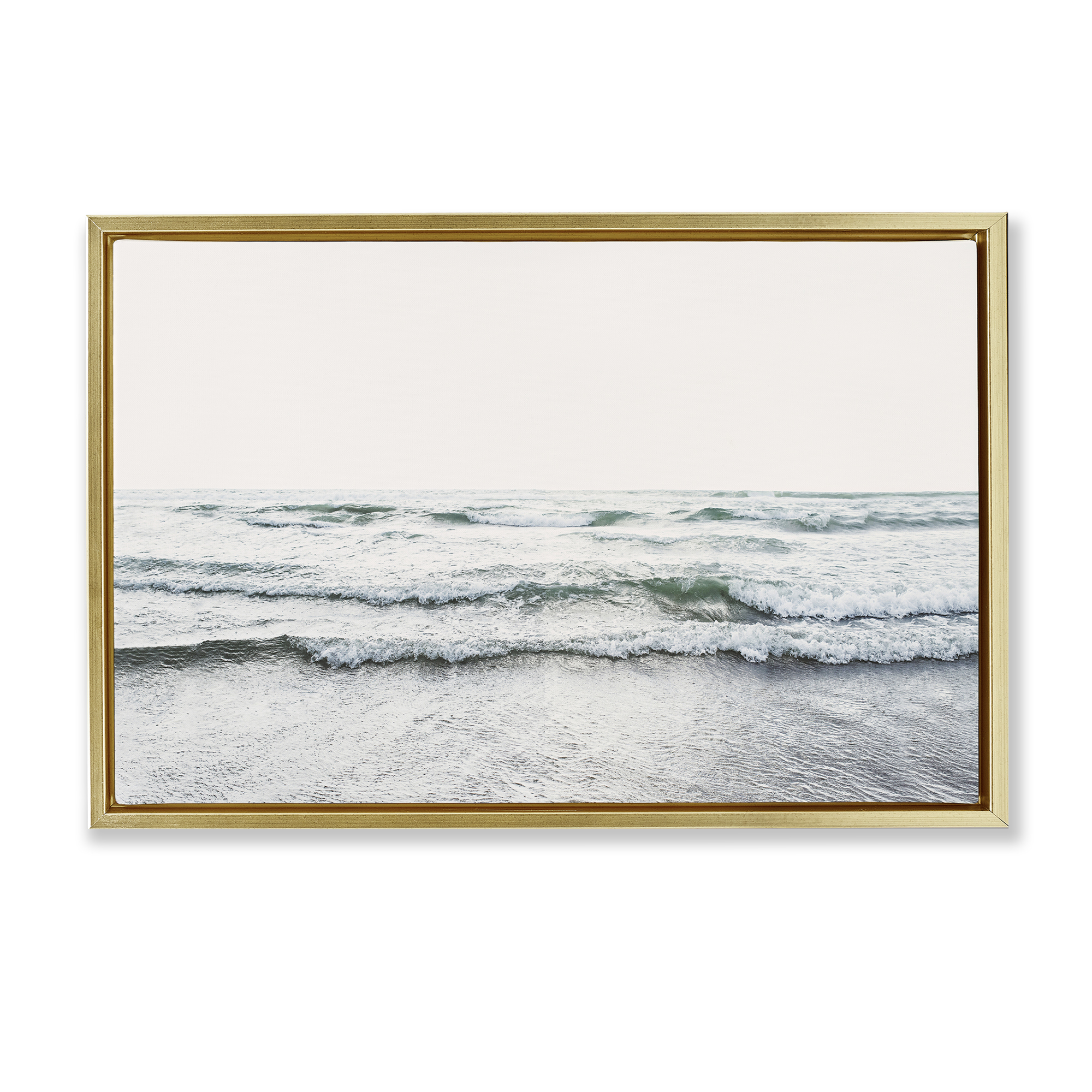 Stupell Industries Rolling Tide Waves Nautical & Beach Photography Gold Floater Framed Canvas Art Print Wall Art, 25 x 17