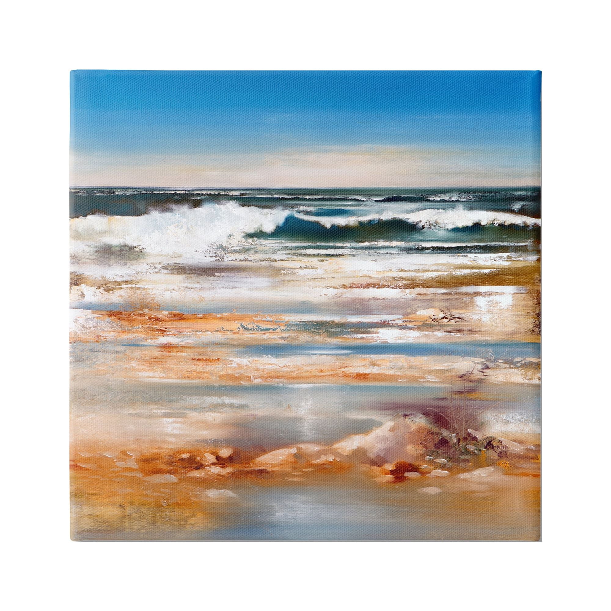 Stupell Industries Rolling Waves Abstract Shore Abstract Painting Gallery Wrapped Canvas Print Wall Art, 24 x 24