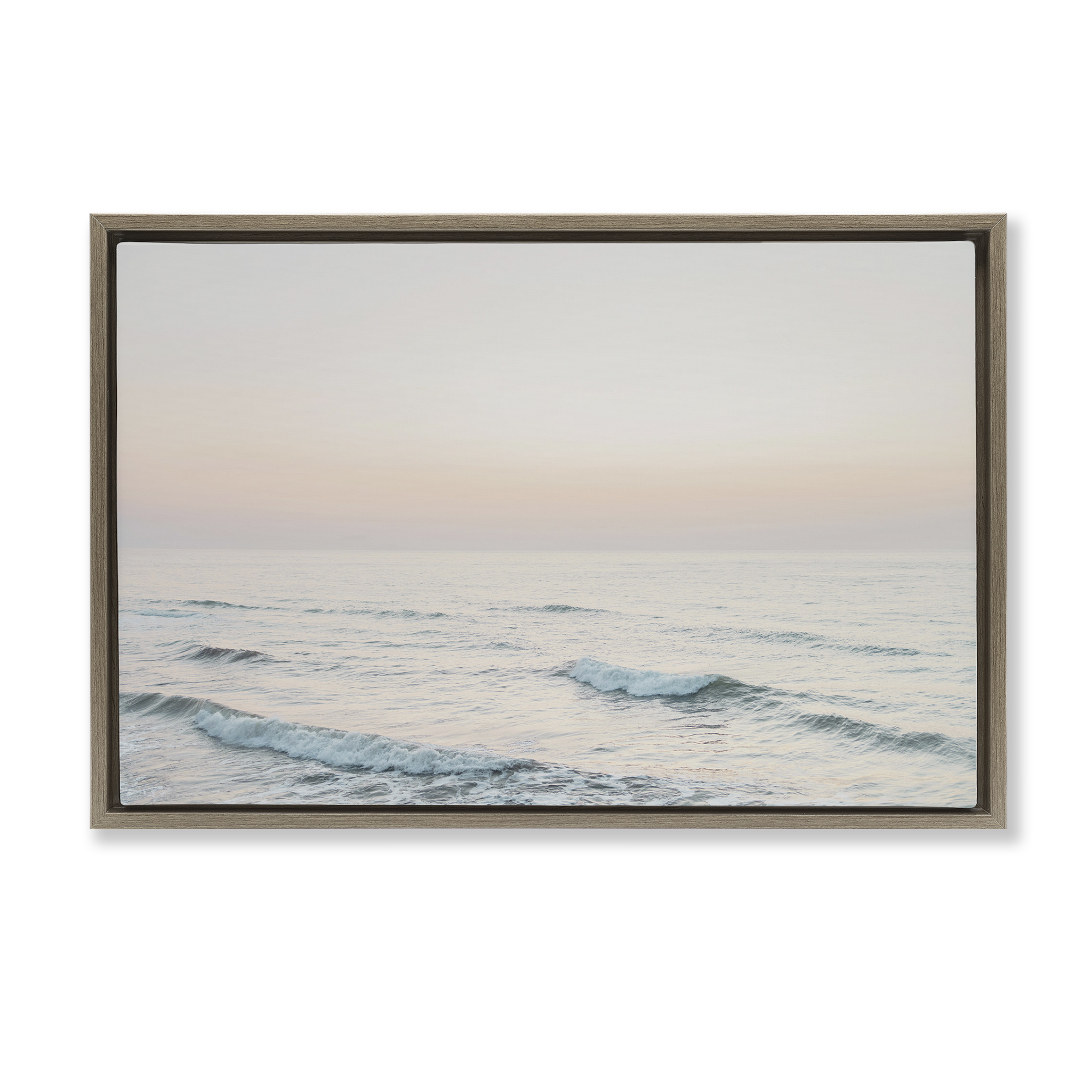 Stupell Industries Rolling Waves At Dawn Coastal Photography Brown Floater Framed Canvas Art Print Wall Art, 25 x 17
