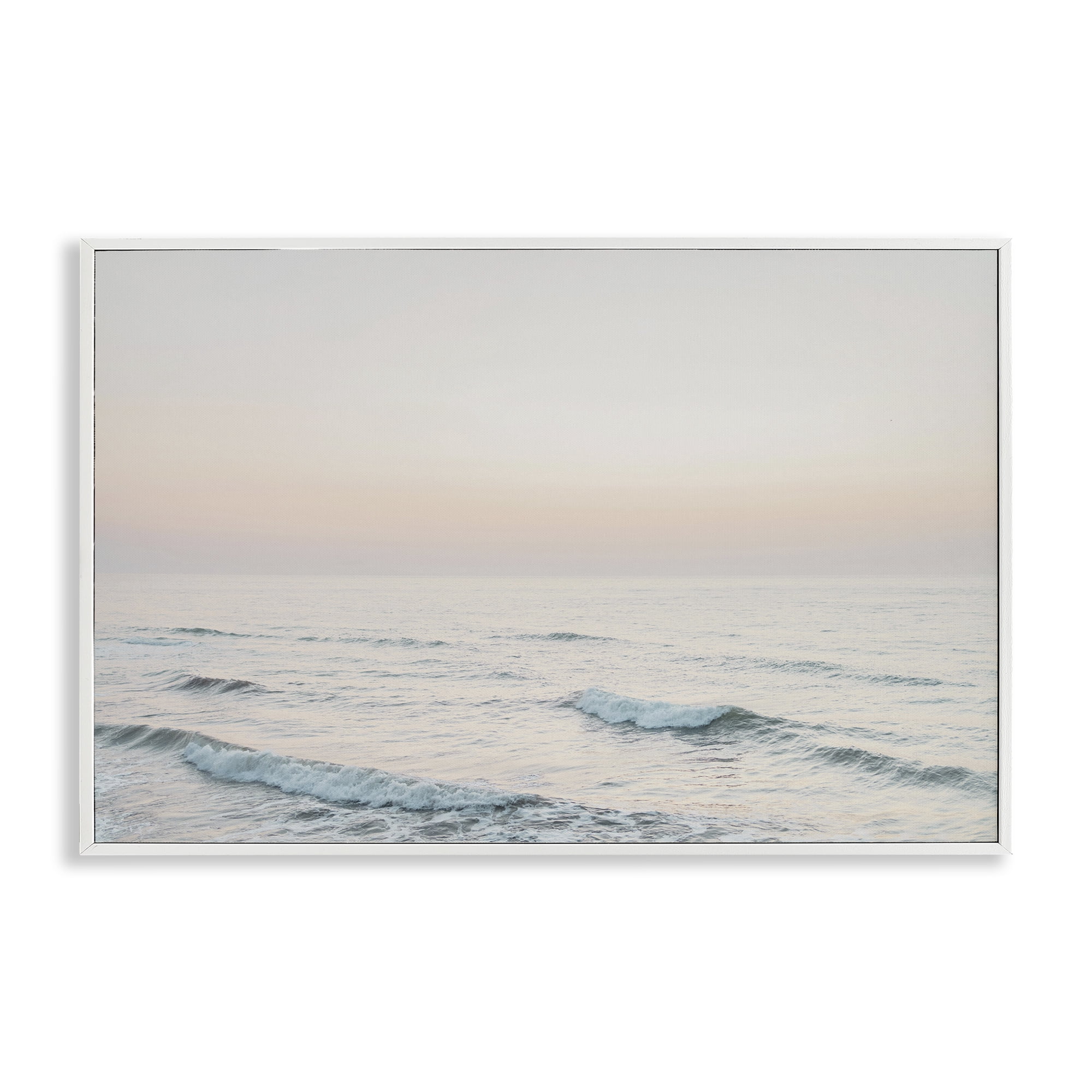 Stupell Industries Rolling Waves At Dawn Coastal Photography White Framed Art Print Wall Art, 24 x 16
