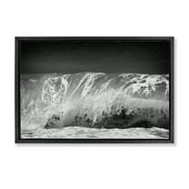 Stupell Industries Rolling Waves Night Sky Landscape Photography Black Floater Framed Canvas Art Print Wall Art, 25 x 17