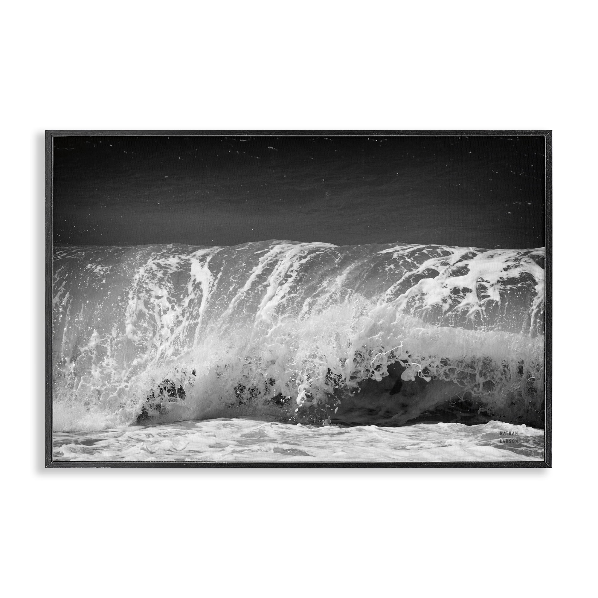 Stupell Industries Rolling Waves Night Sky Landscape Photography Black Framed Art Print Wall Art, 18 x 12