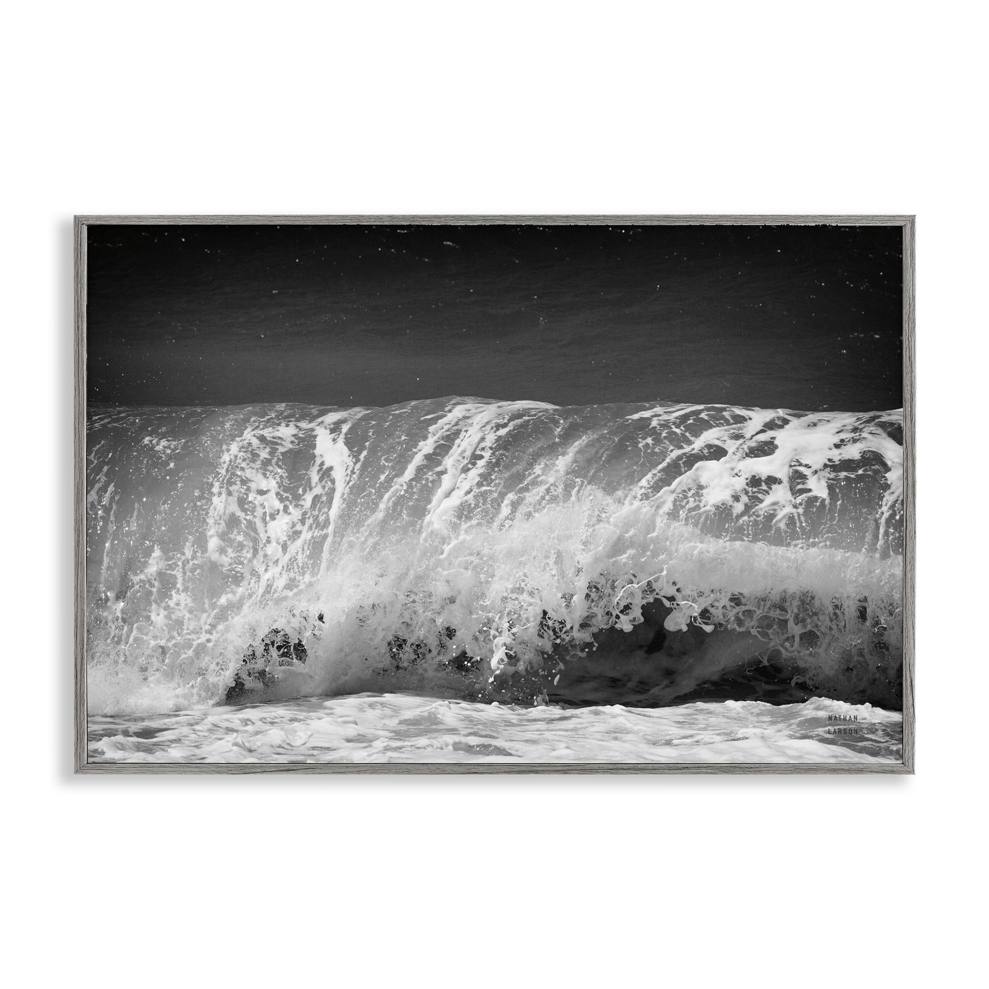 Stupell Industries Rolling Waves Night Sky Landscape Photography Gray Framed Art Print Wall Art, 30 x 20
