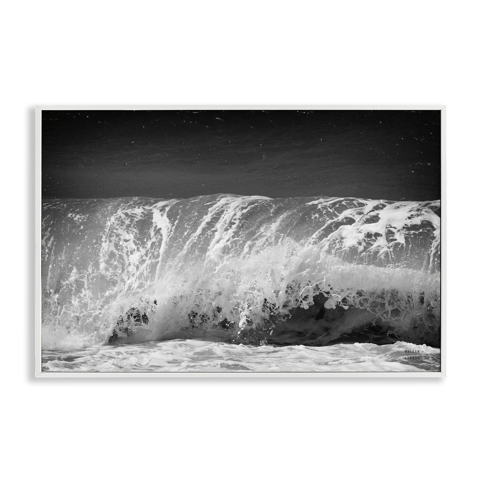 Stupell Industries Rolling Waves Night Sky Landscape Photography White Framed Art Print Wall Art, 24 x 16