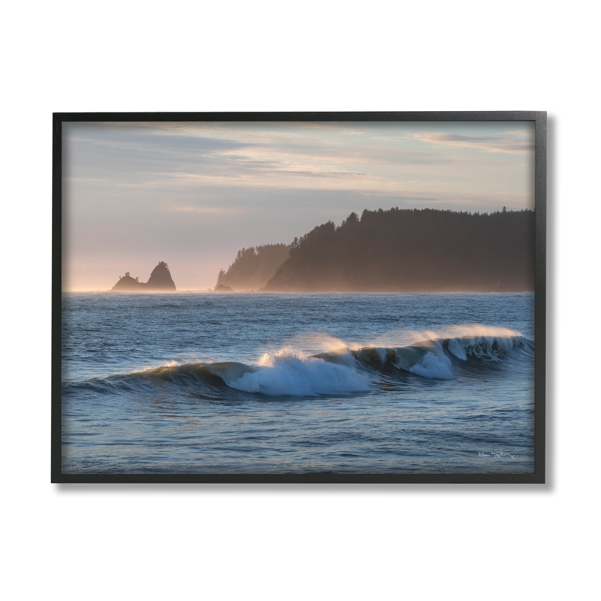 Black Framed Coastal Landscape Canvas Print, 20 x 16