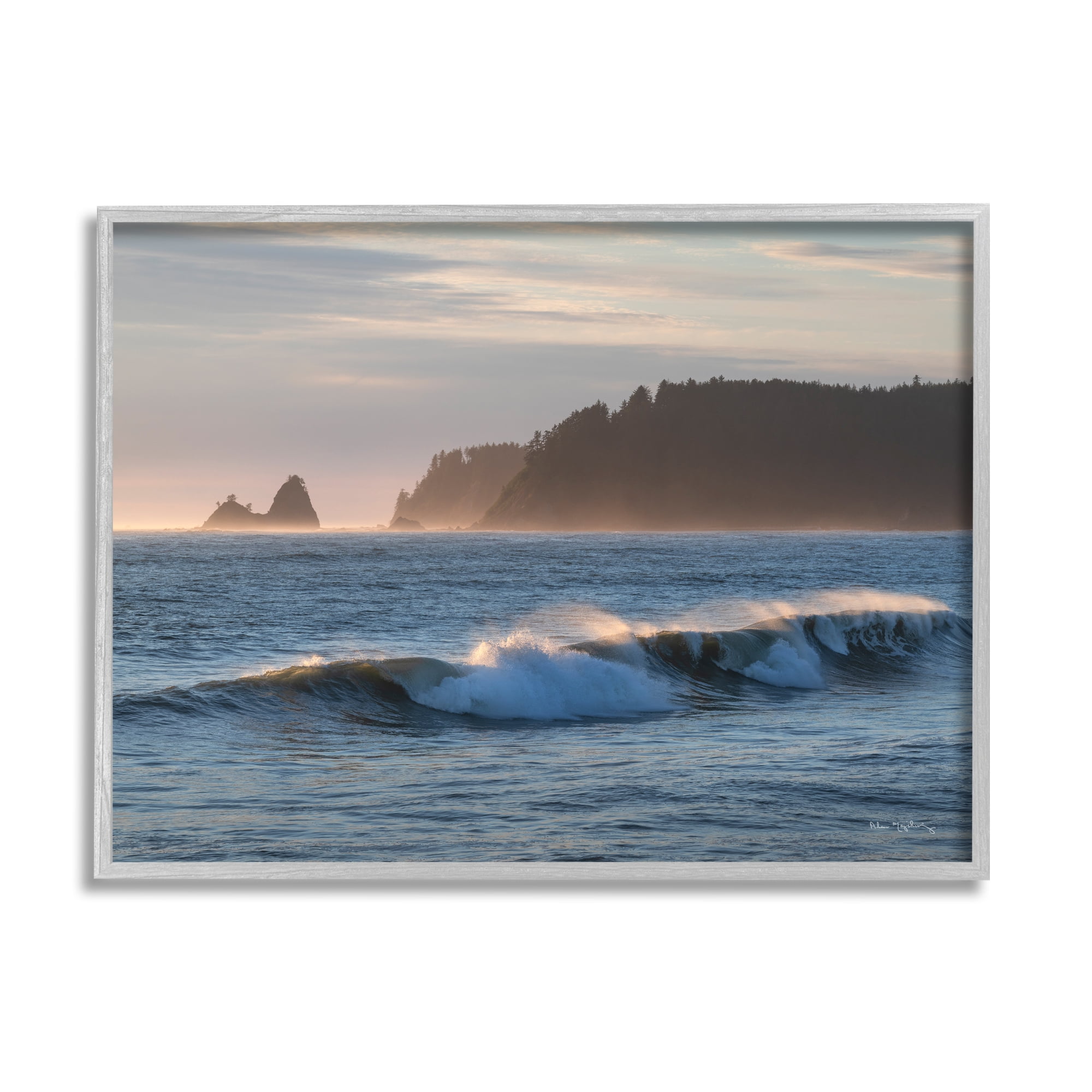 Stupell Industries Rolling Waves Photography Landscape Photography Gray Framed Art Print Wall Art, 30 x 24