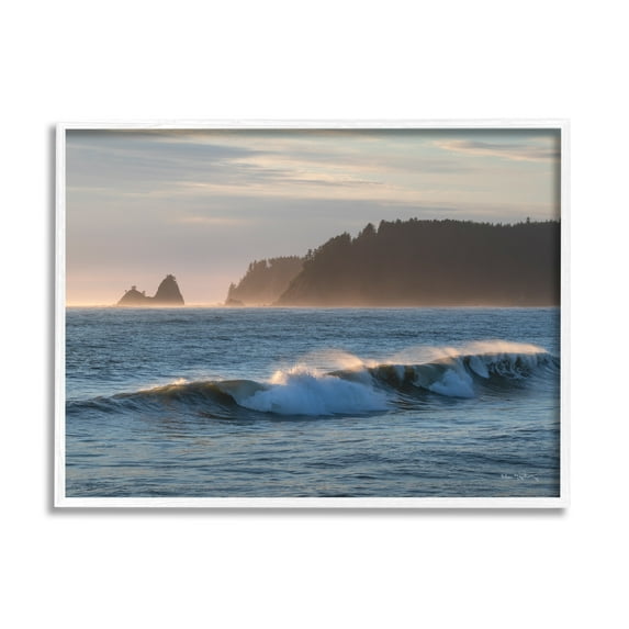 Stupell Industries Rolling Waves Photography Landscape Photography White Framed Art Print Wall Art, 14 x 11
