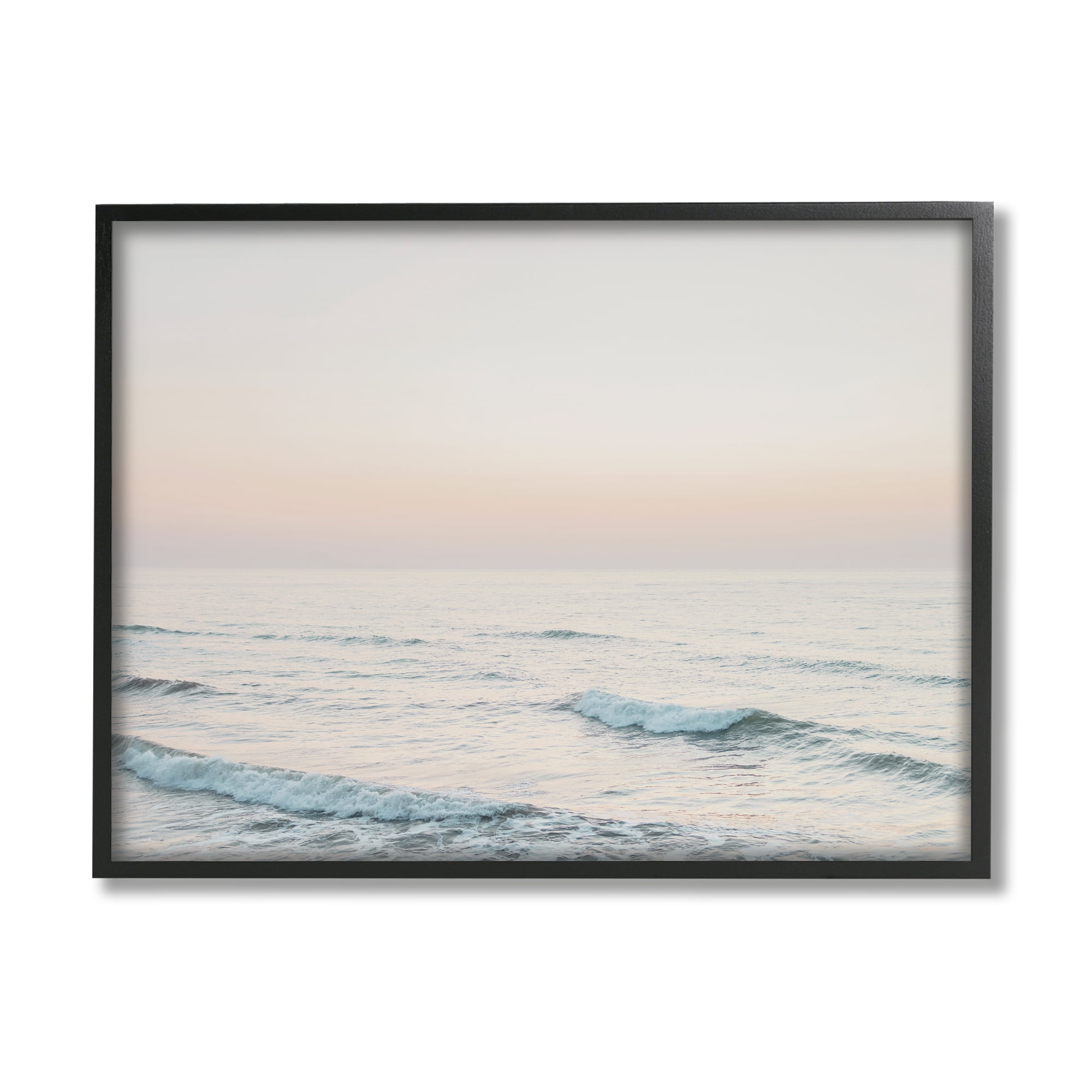 Stupell Industries Rolling Waves Photography Nature Photography Black Framed Art Print Wall Art, 20 x 16