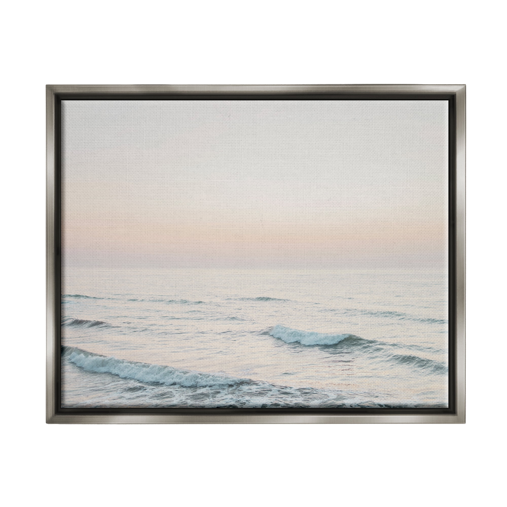Stupell Industries Rolling Waves Photography Nature Photography Gray Floater Framed Art Print Wall Art, 21 x 17