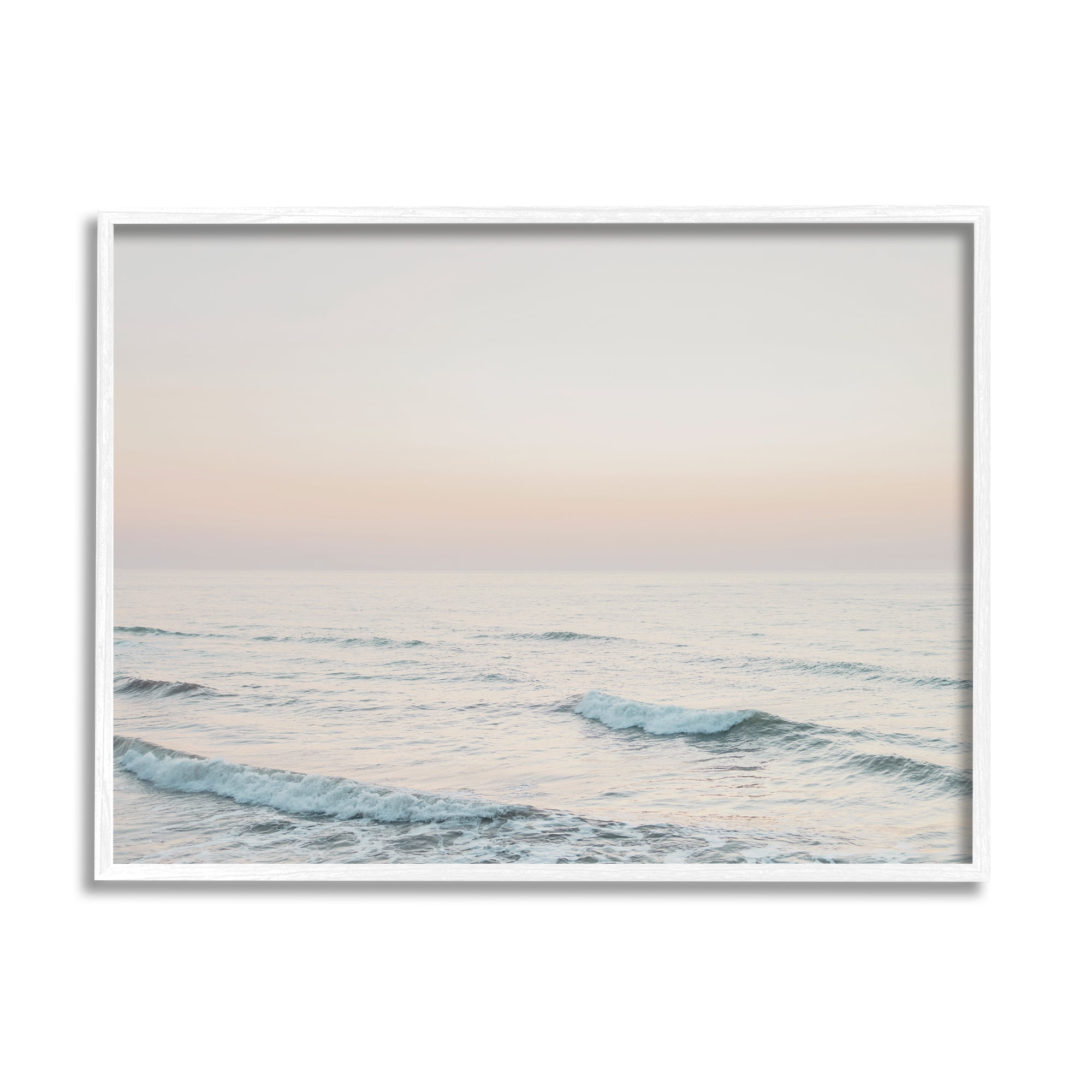 Stupell Industries Rolling Waves Photography Nature Photography White Framed Art Print Wall Art, 14 x 11