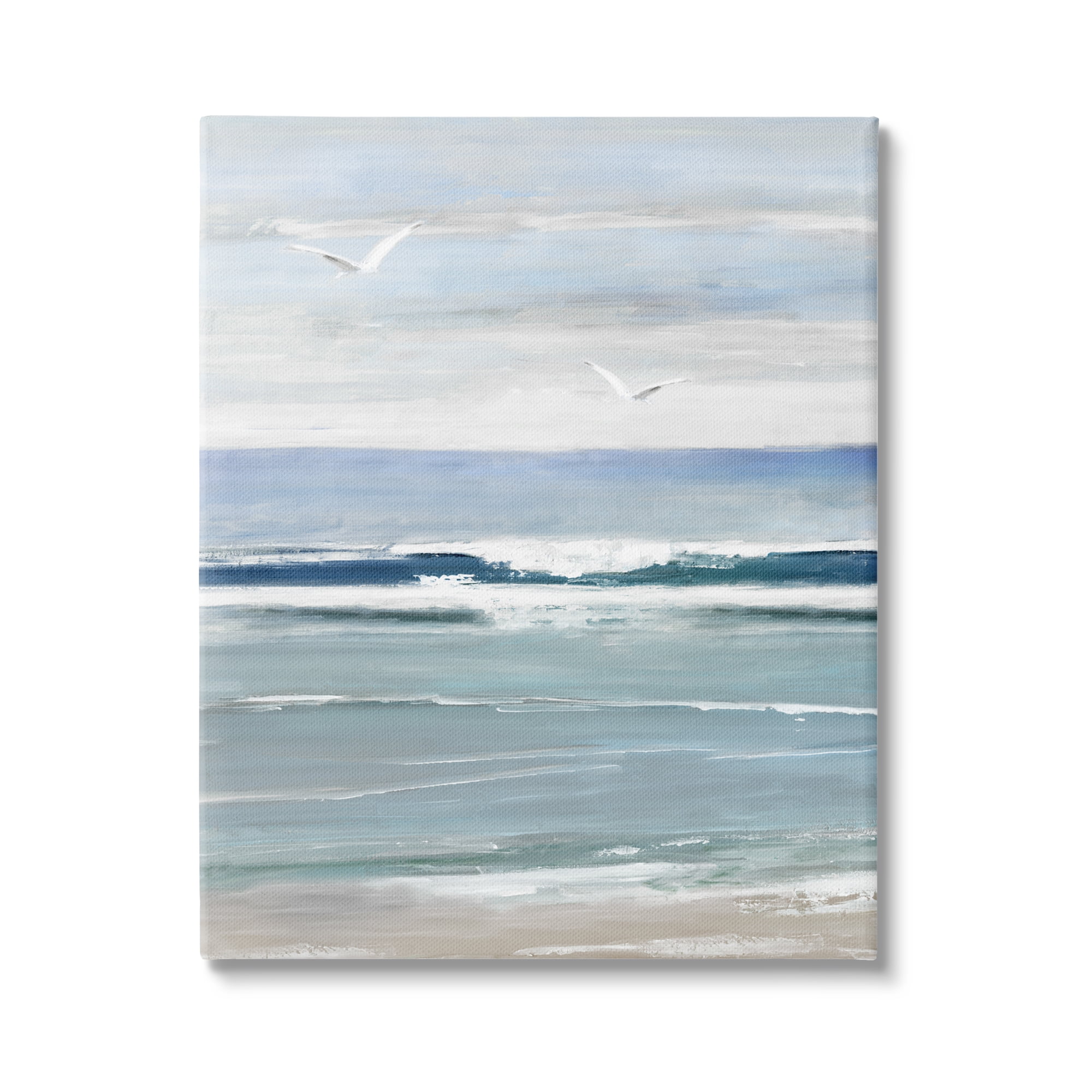 Stupell Industries Rolling Waves & Seagulls Nature Painting Gallery Wrapped Canvas Art Print Wall Art, 16 x 20