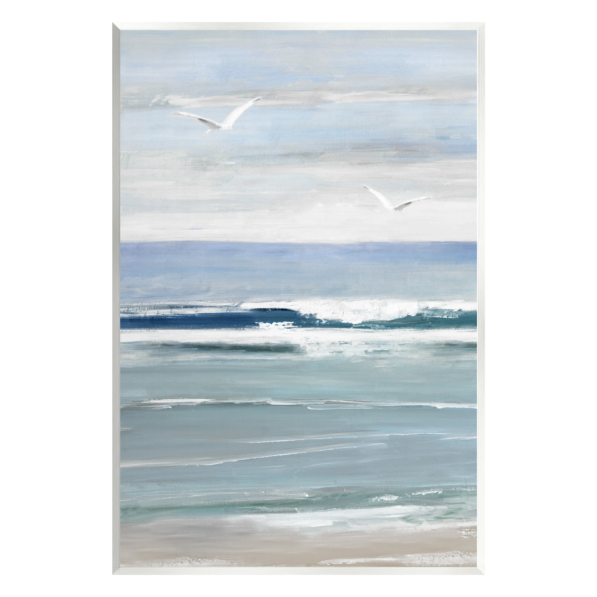 Stupell Industries Rolling Waves & Seagulls Nature Painting Unframed Art Print Wall Art, 10 x 15