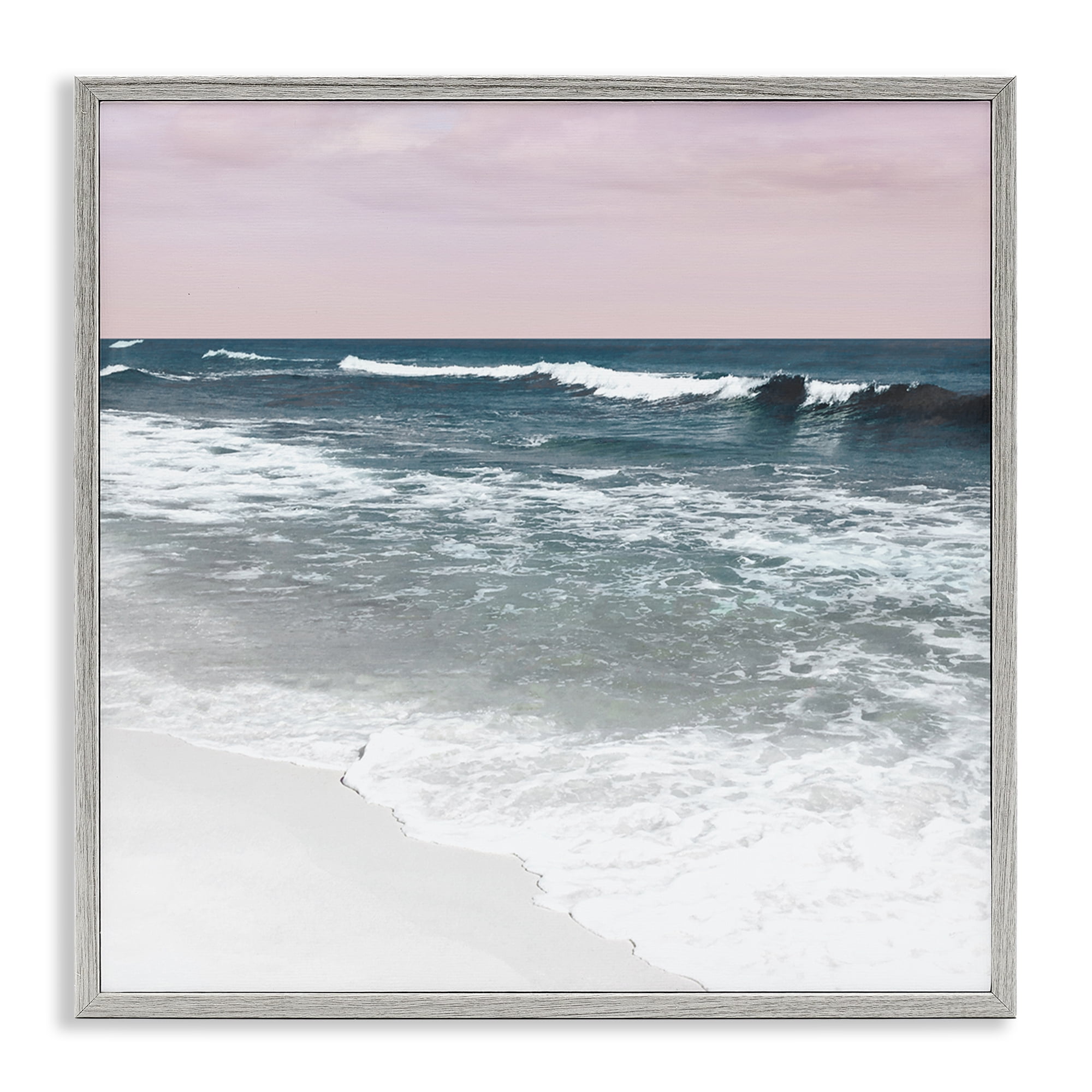 Stupell Industries Rolling Waves Seascape Nautical & Beach Photography Gray Framed Art Print Wall Art, 24 x 24