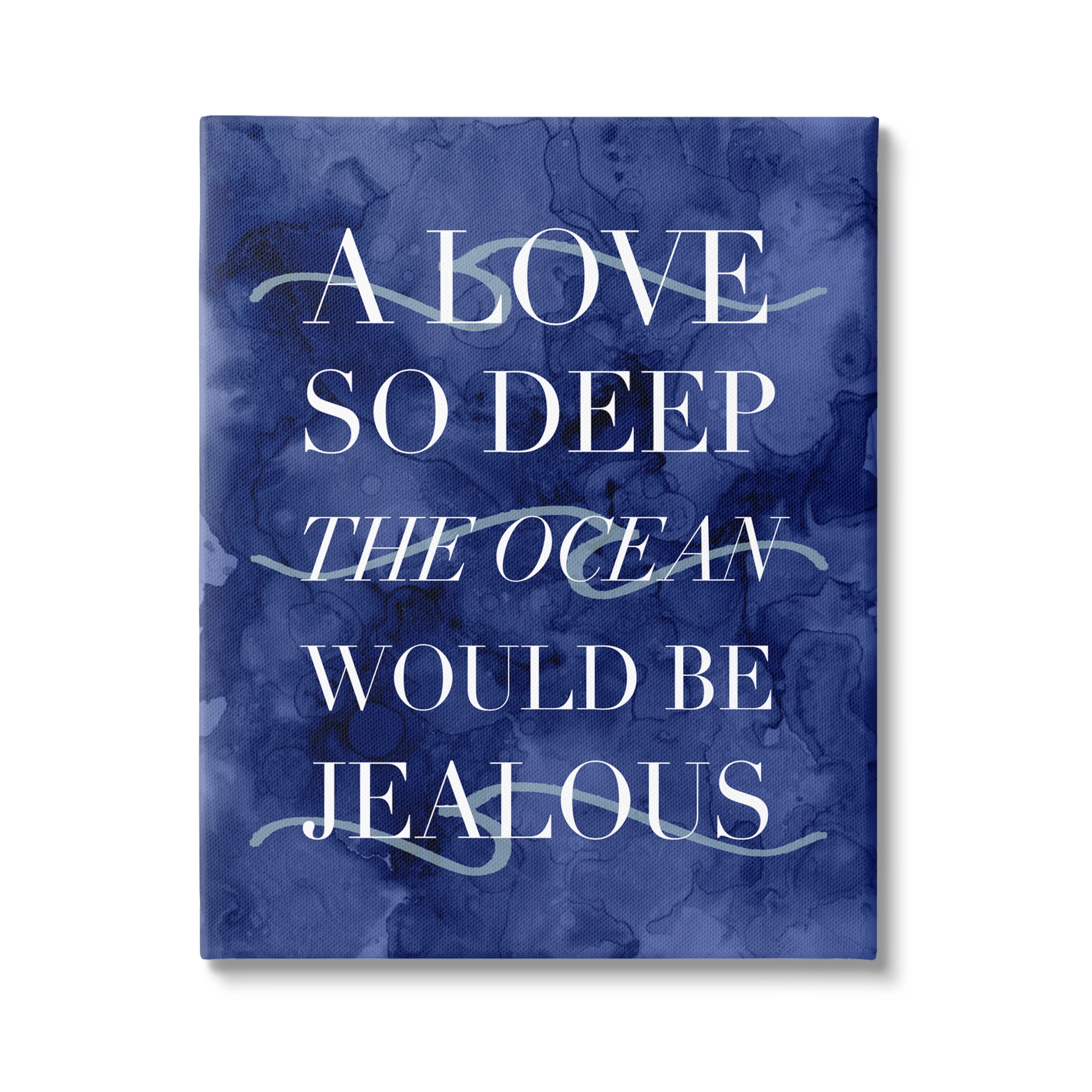 Stupell Industries Romanic Ocean Love Serif Text Watery Background Graphic Art Gallery Wrapped Canvas Print Wall Art, Design by Daphne Polselli