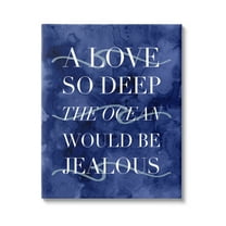 Stupell Industries Romanic Ocean Love Serif Text Watery Background Graphic Art Gallery Wrapped Canvas Print Wall Art, Design by Daphne Polselli
