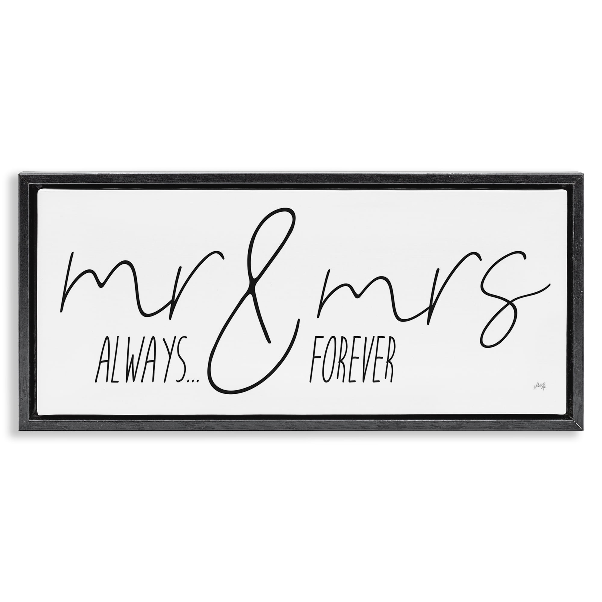 Stupell Industries Romantic Always & Forever Typography Painting Black Floater Framed Art Print Wall Art, 31 x 14
