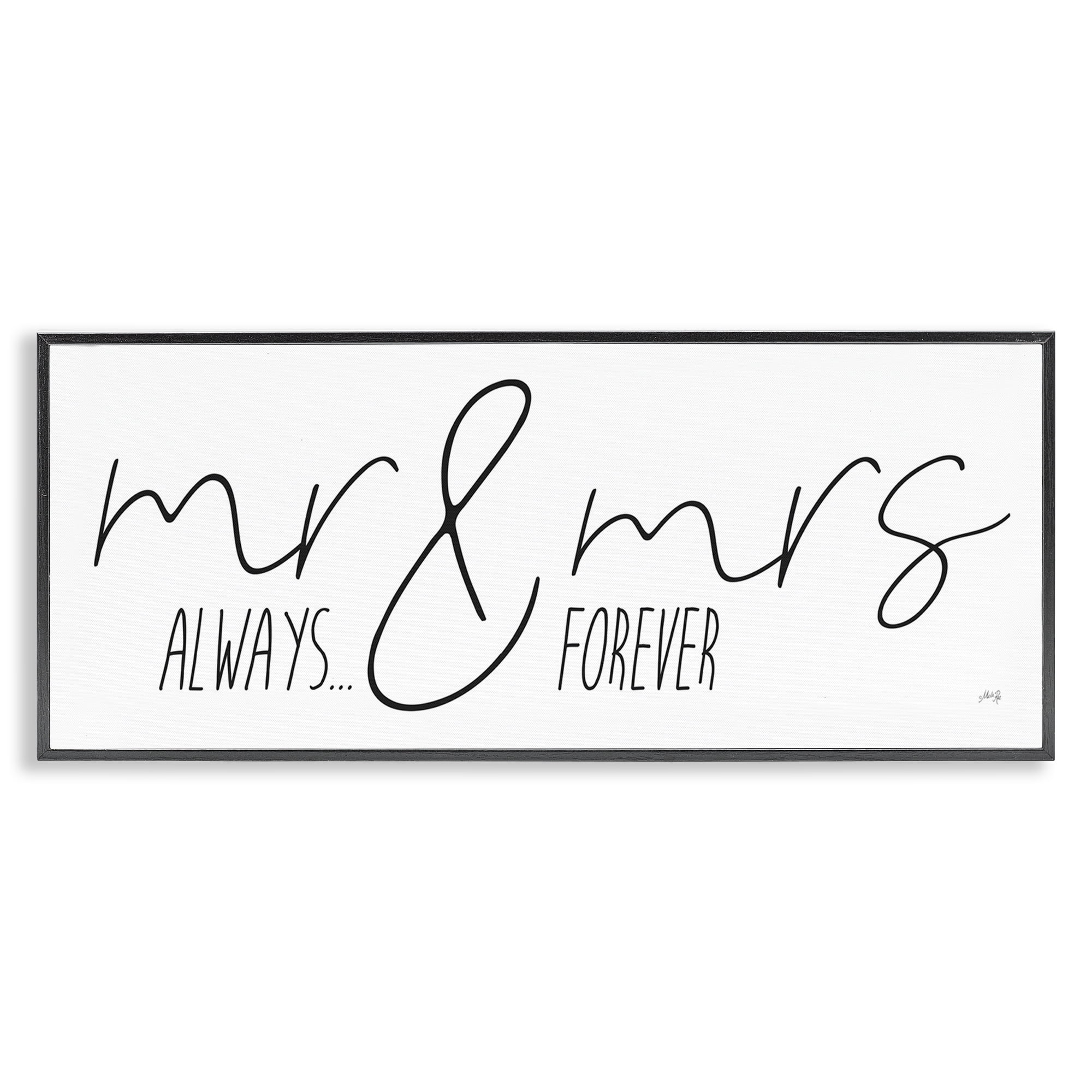 Stupell Industries Romantic Always & Forever Typography Painting Black Framed Art Print Wall Art, 24 x 10