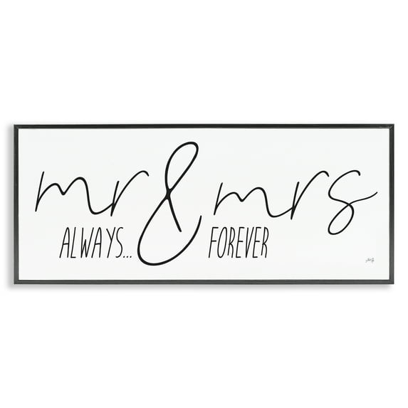 Stupell Industries Romantic Always & Forever Typography Painting Black Framed Art Print Wall Art, 30 x 13